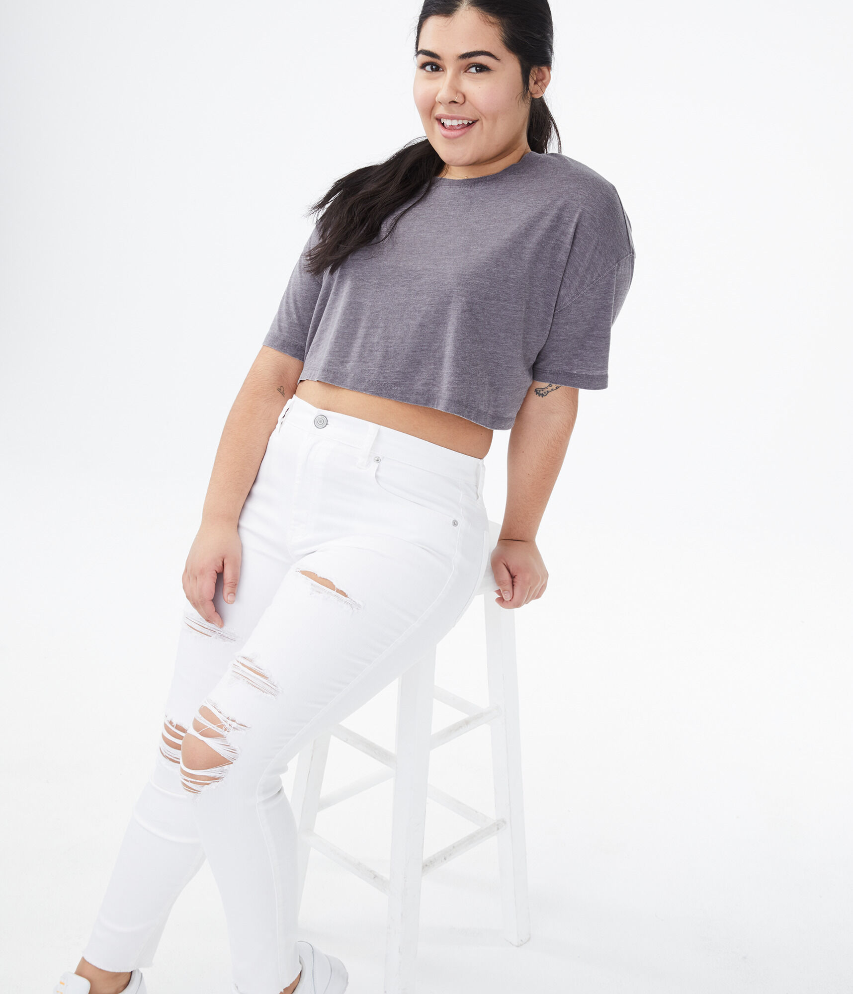 Burnout Cropped Boyfriend Crew Tee