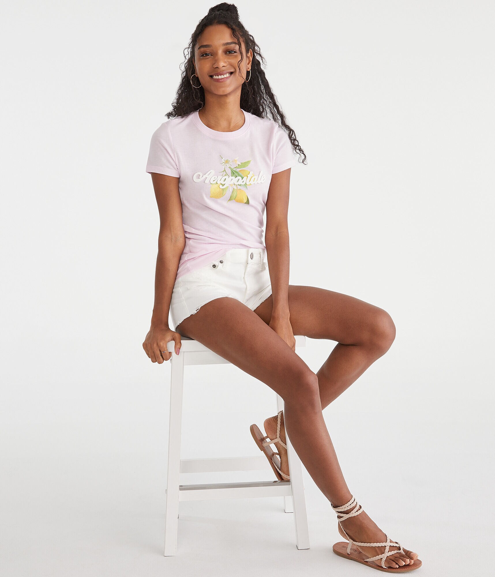 Aeropostale Lemons Appliqué Graphic Tee