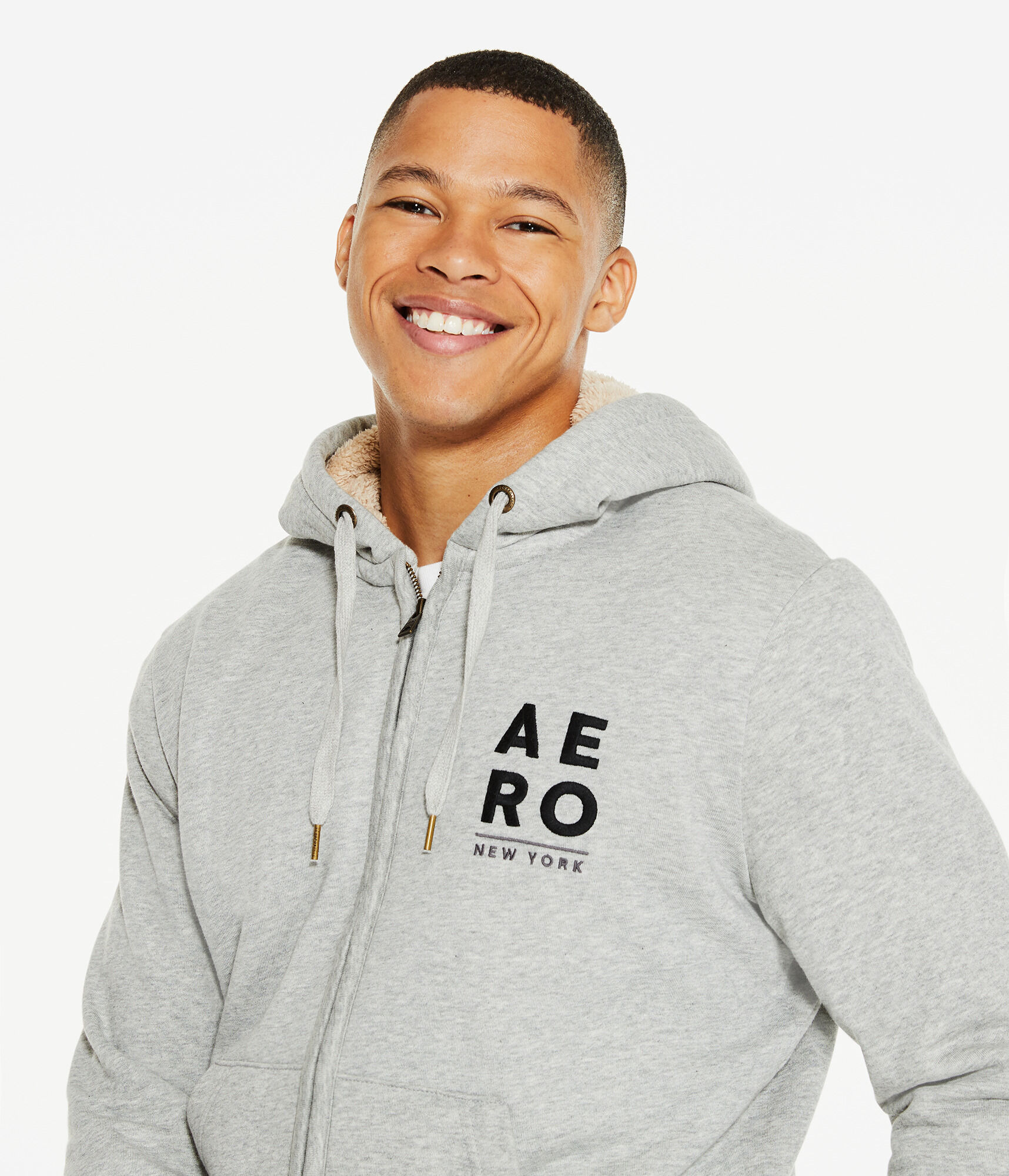 Aero New York Sherpa-Lined Full-Zip Hoodie