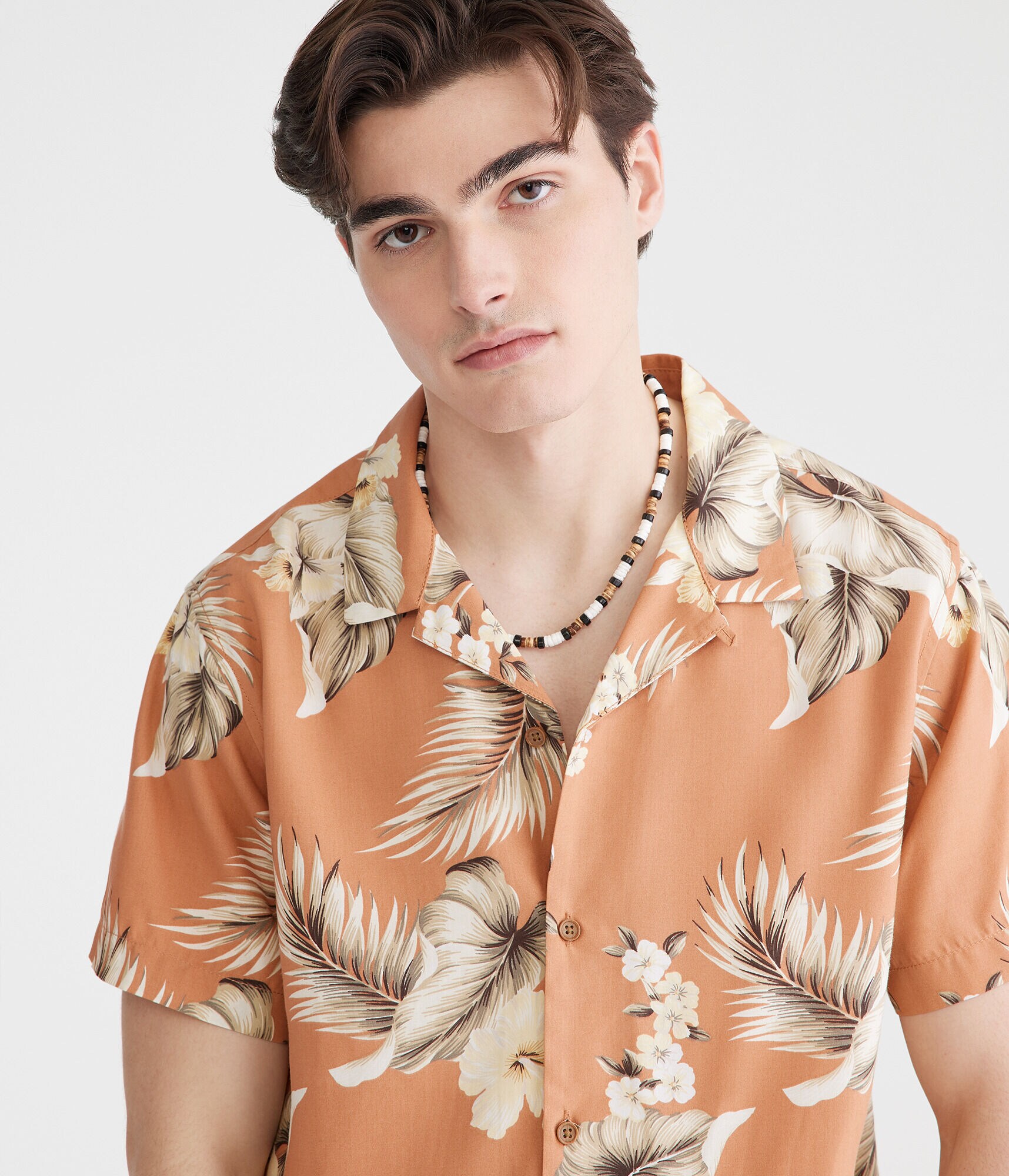MOS DO NOT USE - Short Sleeve Tropical Floral Print Camp Shirt