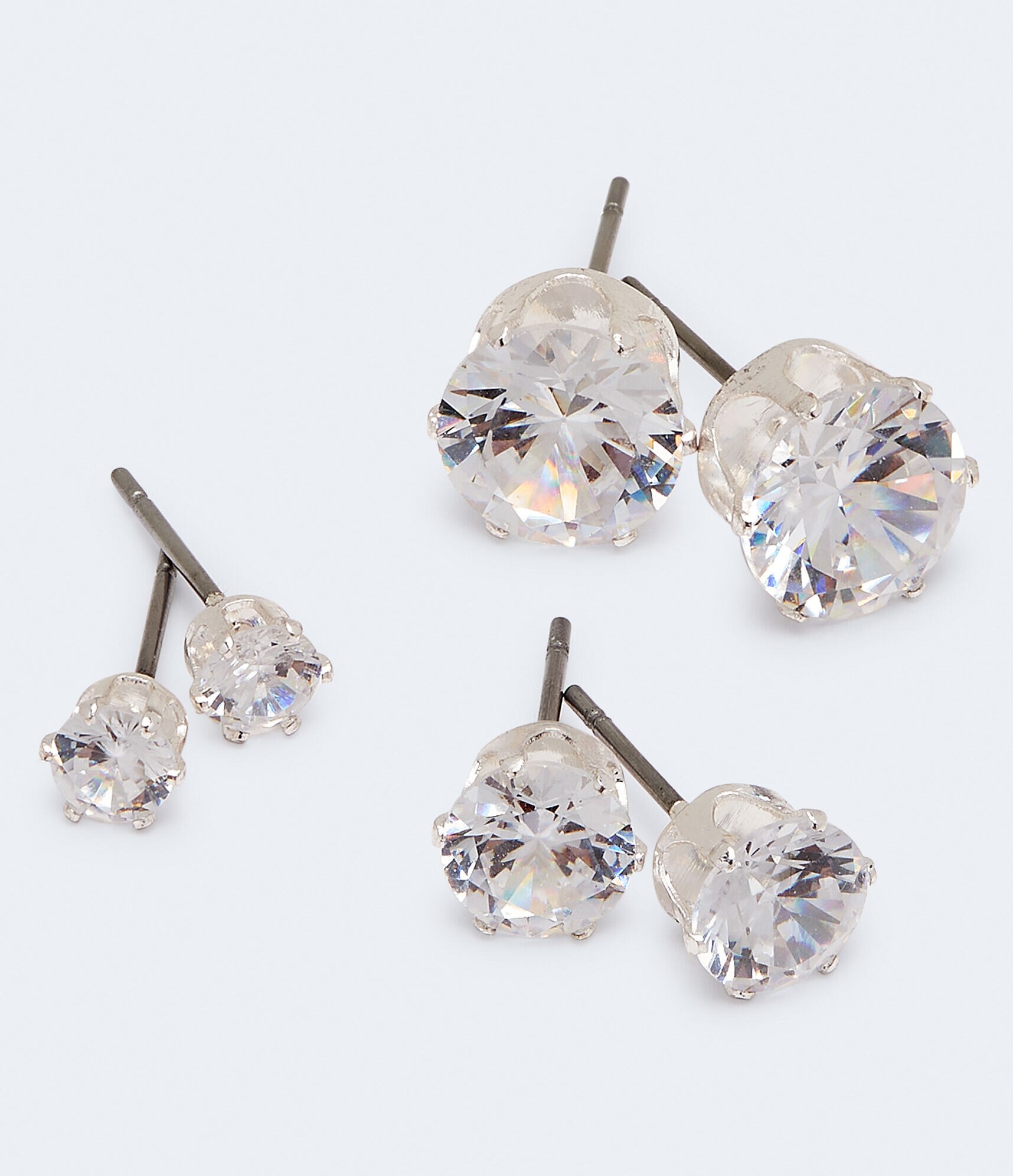Round Rhinestone Stud Earring 3Pack
