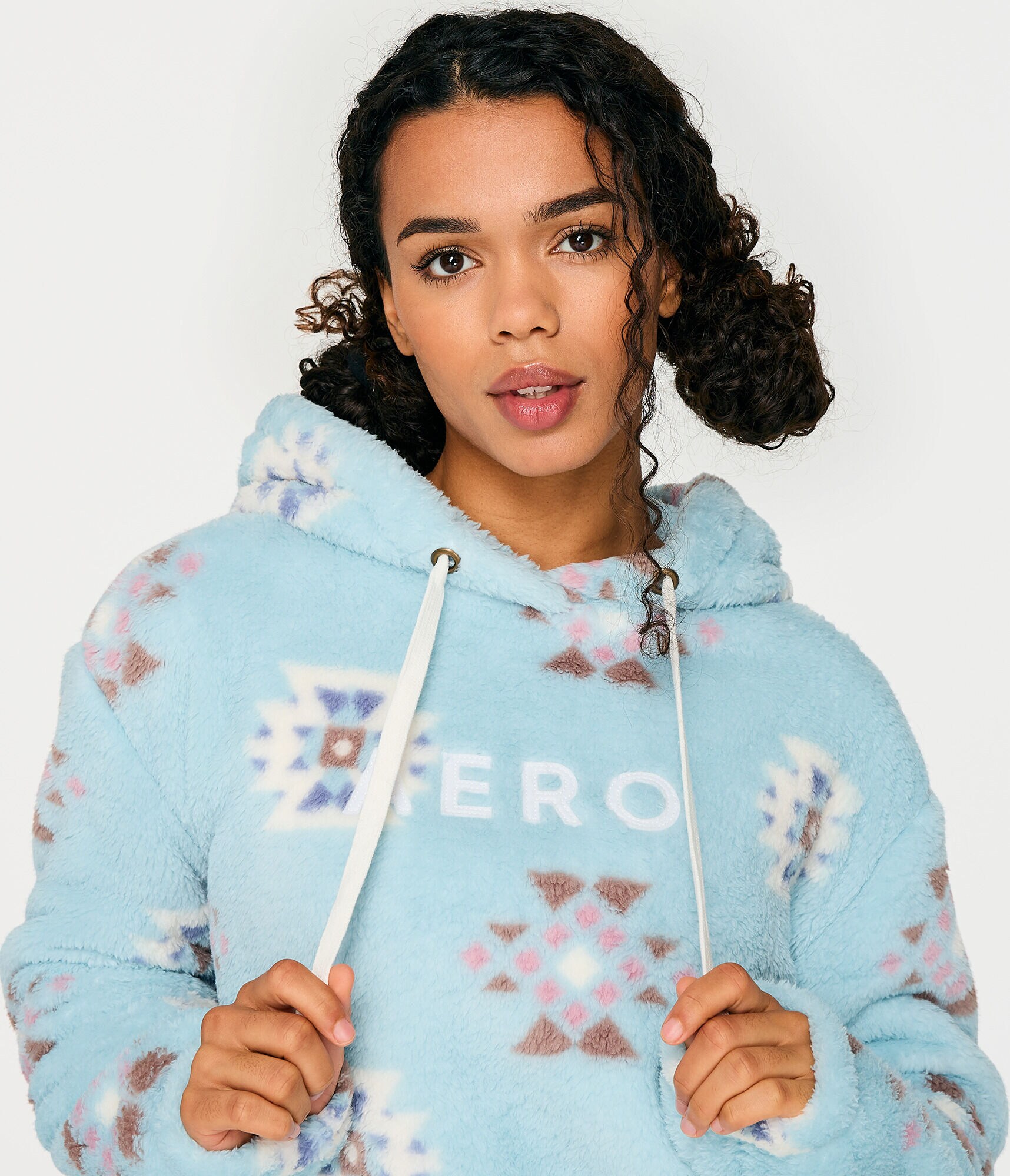 Aero Geometric Sherpa Fleece Pullover Hoodie