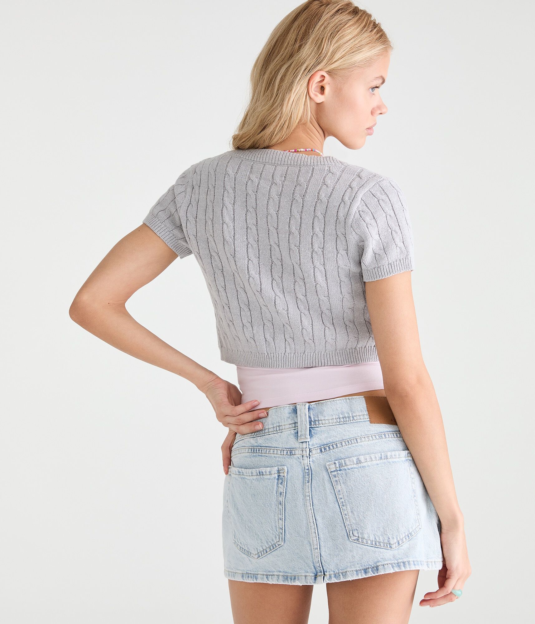 Short Sleeve Tie-Front Sweater Shrug