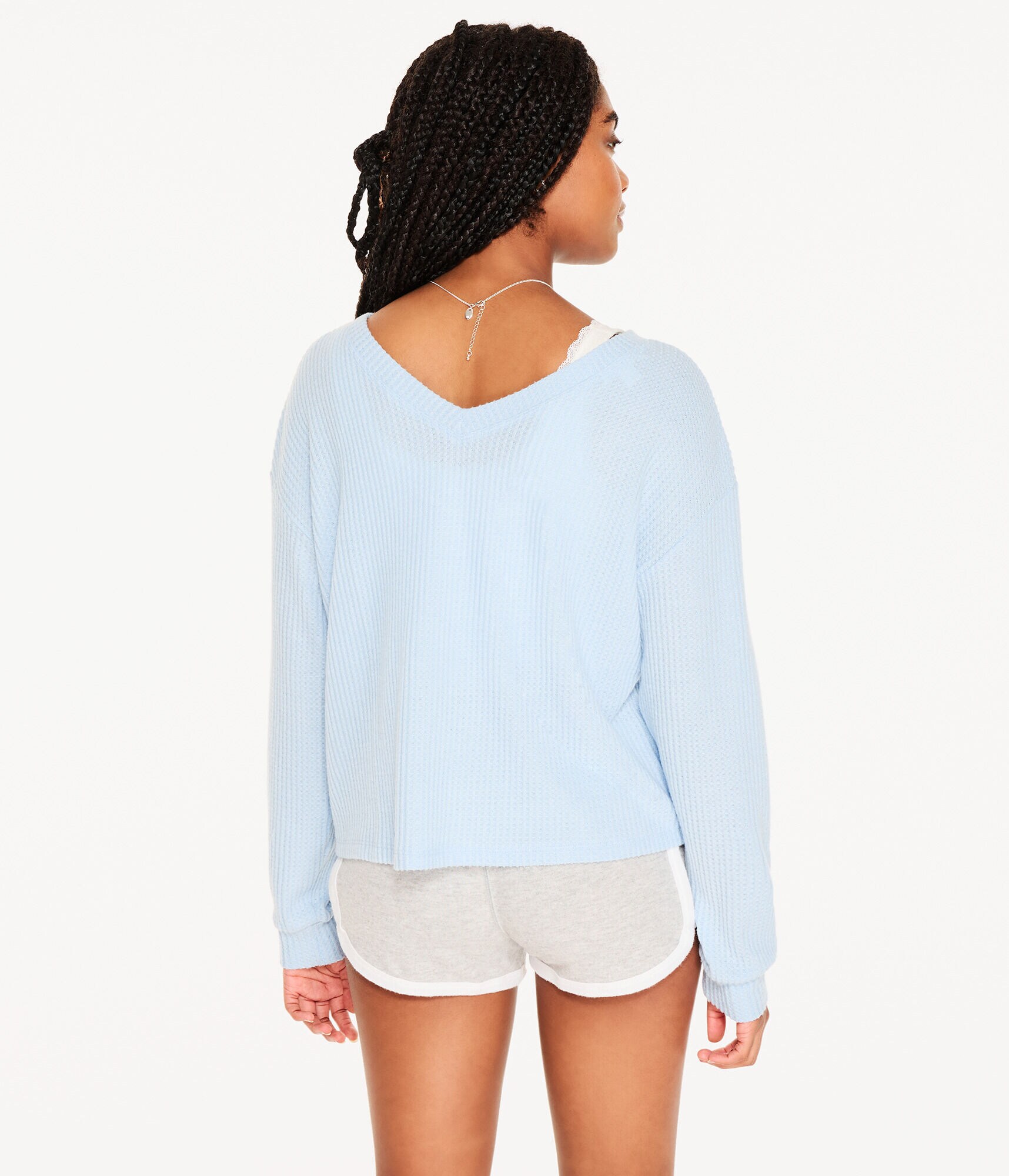 Long Sleeve Wear 2 Ways Cozy Waffle Tee