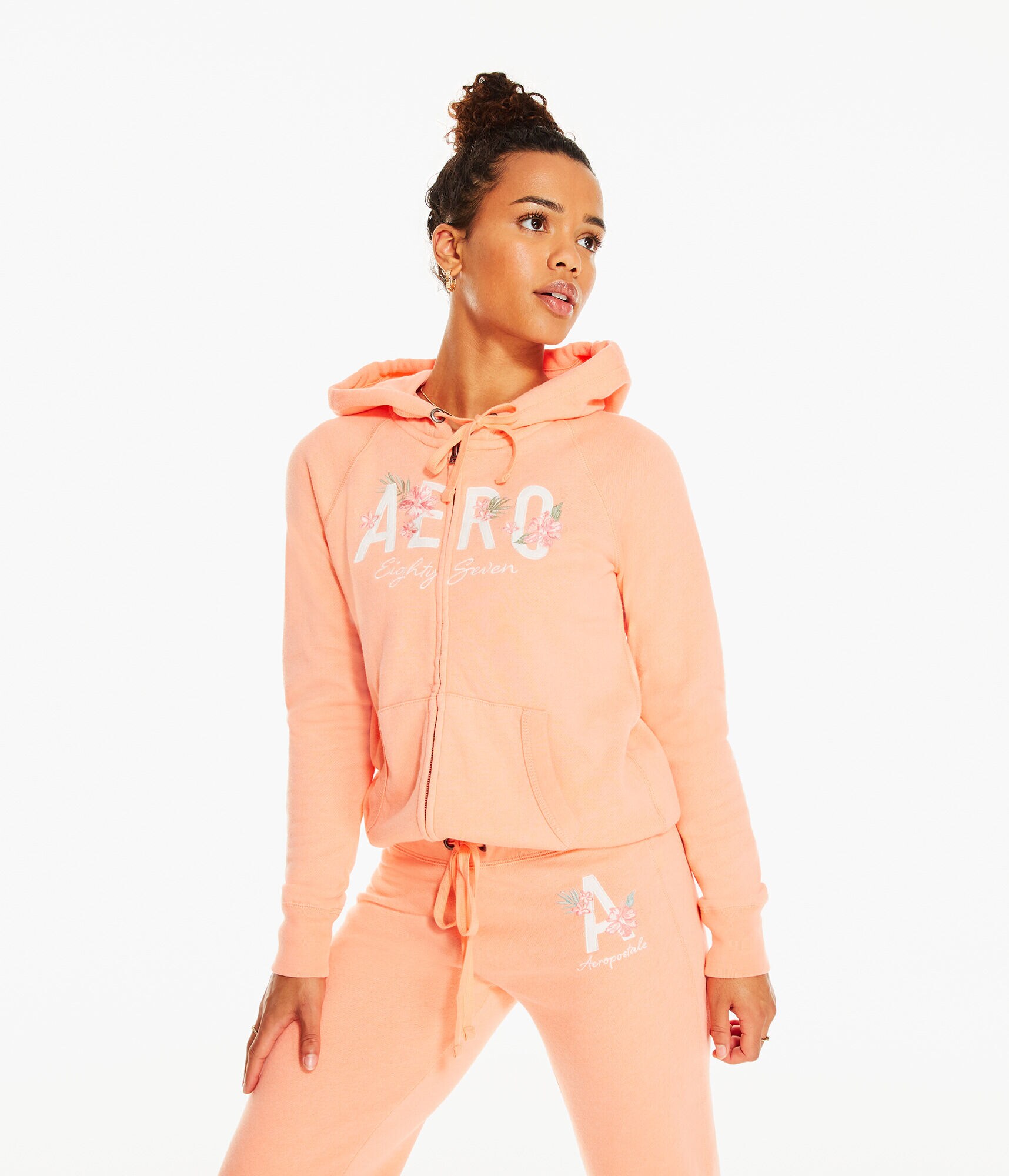 Aero Eighty-Seven Tropical Flower Full-Zip Hoodie