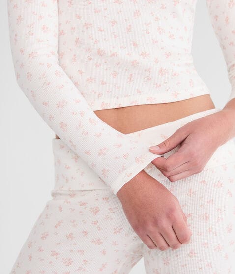 Long Sleeve Floral Waffle Sleep Tee Long Sleeve Floral Waffle Sleep Tee