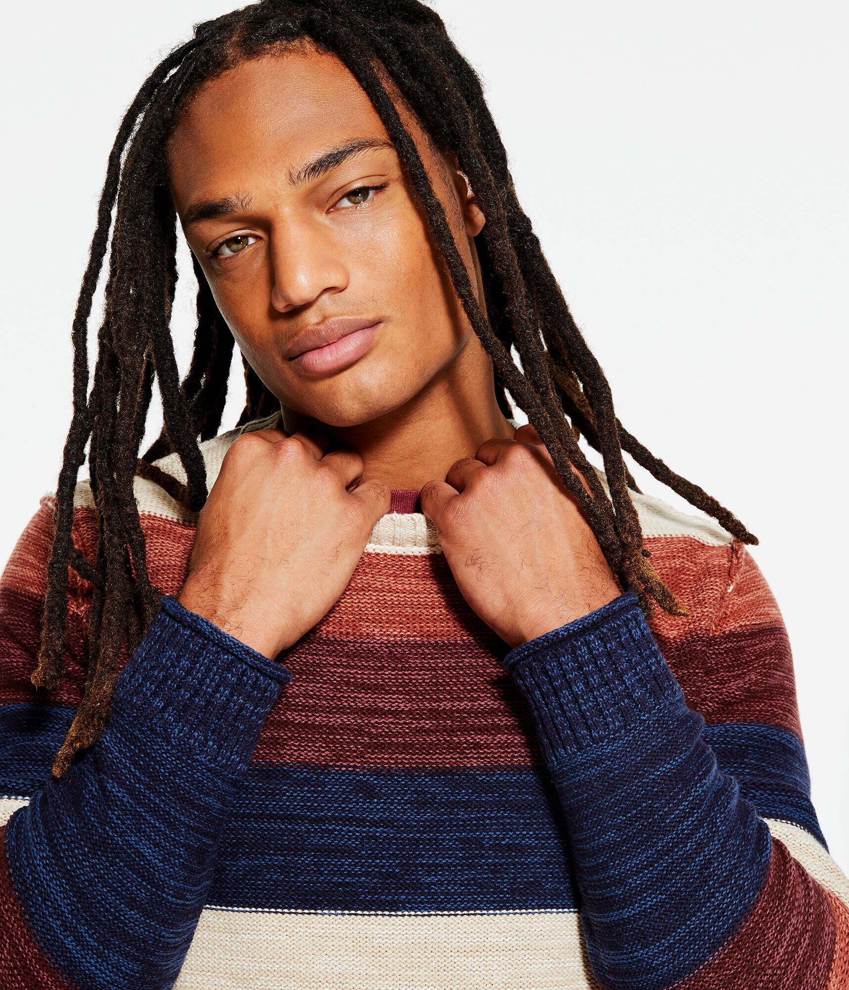 Space-Dye Stripe Crew Sweater