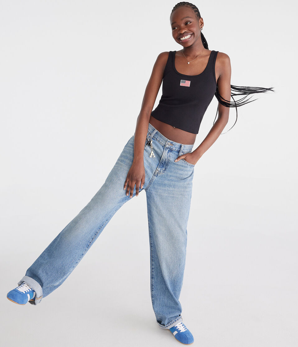 Seriously Soft American Flag Cropped Scoop-Neck Tank