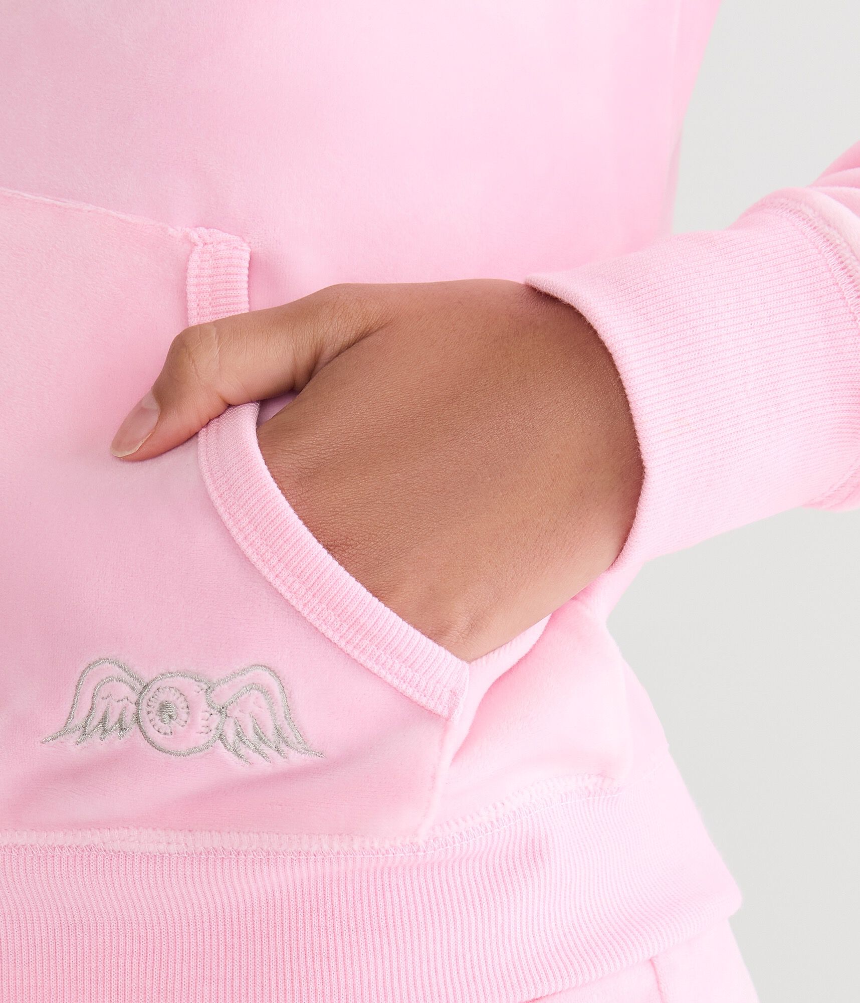 Von Dutch Rhinestone Logo Velour Full-Zip Hoodie