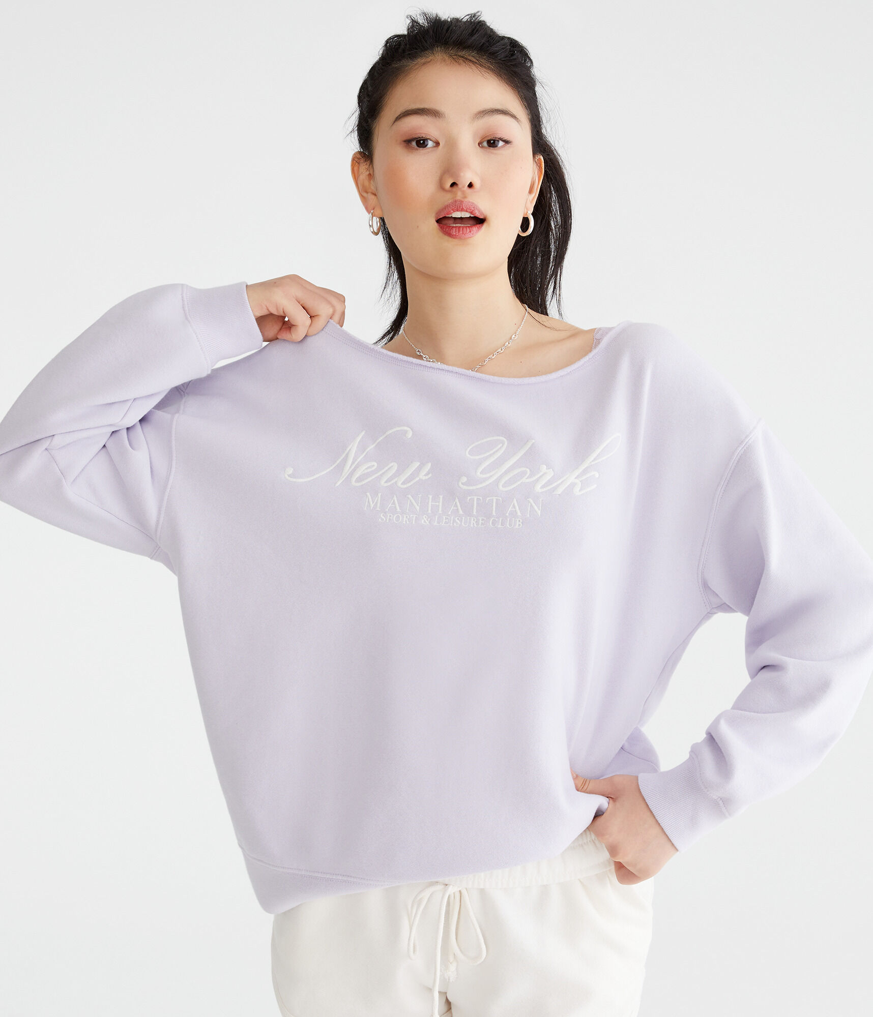 Manhattan Off-The-Shoulder Sweatshirt