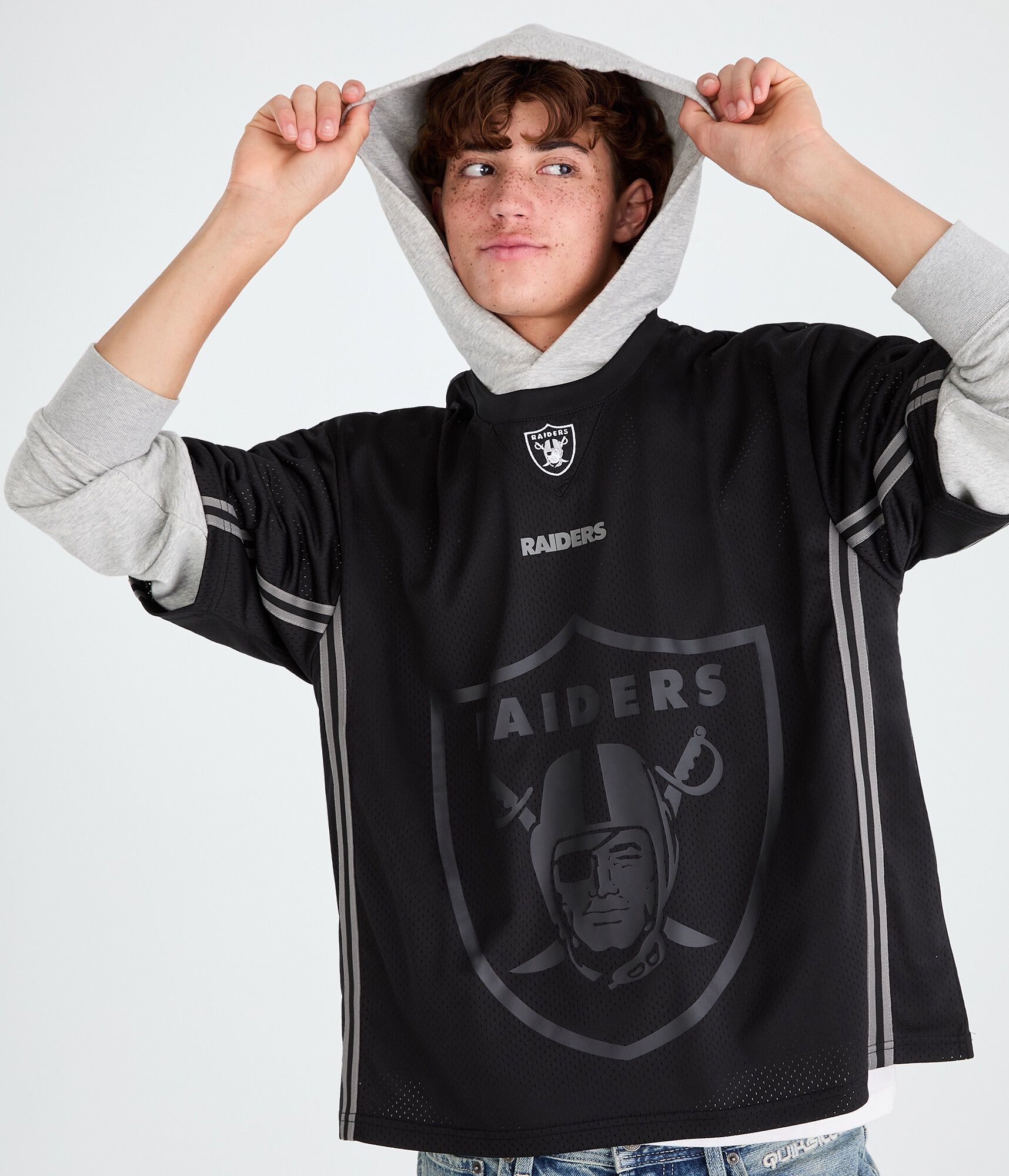 Las Vegas Raiders Striped Mesh Top