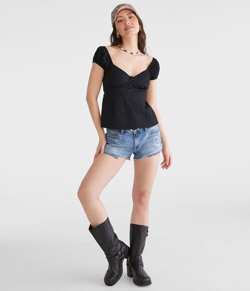 Vintage Low-Rise Denim Shorty Shorts