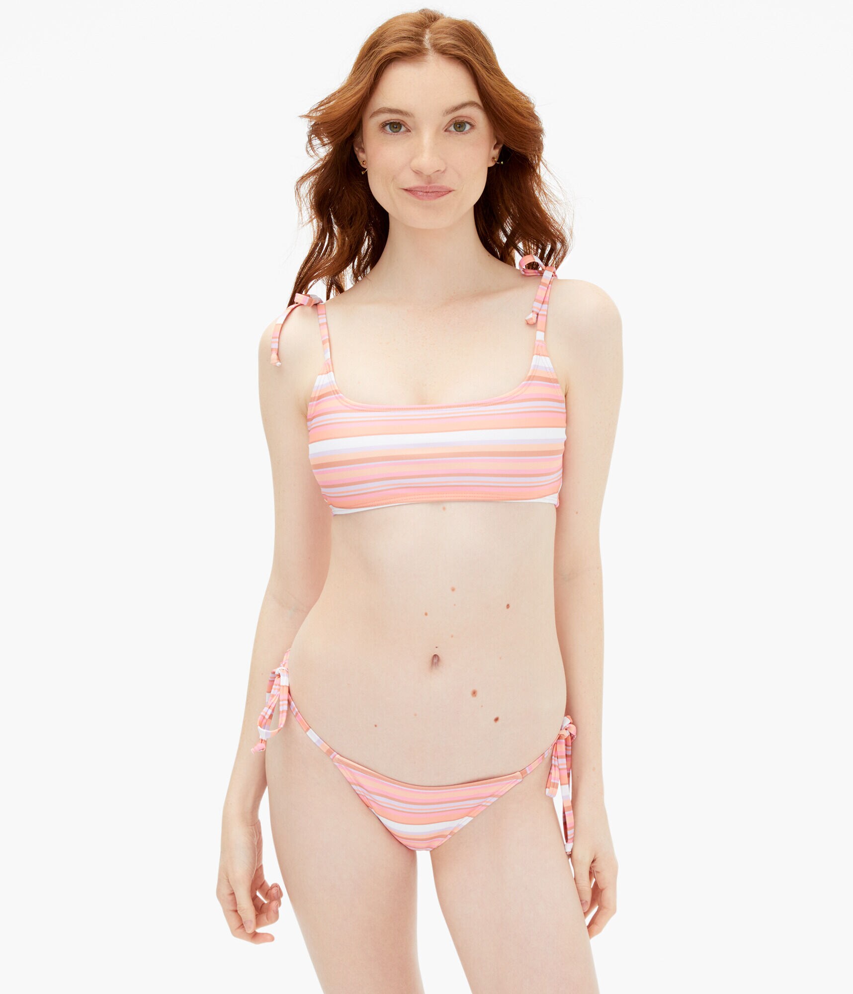 Striped Tie-Shoulder Bikini Top