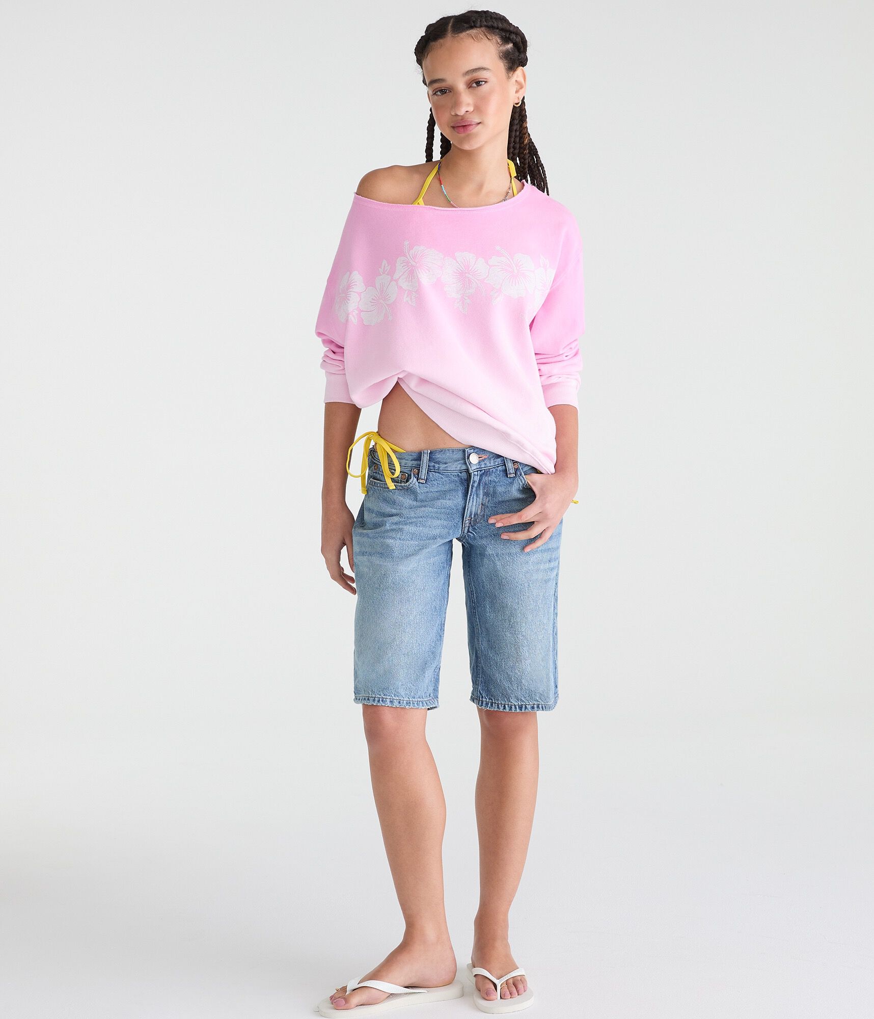 Roxy Hibiscus Ombr&eacute; Off-The-Shoulder Sweatshirt