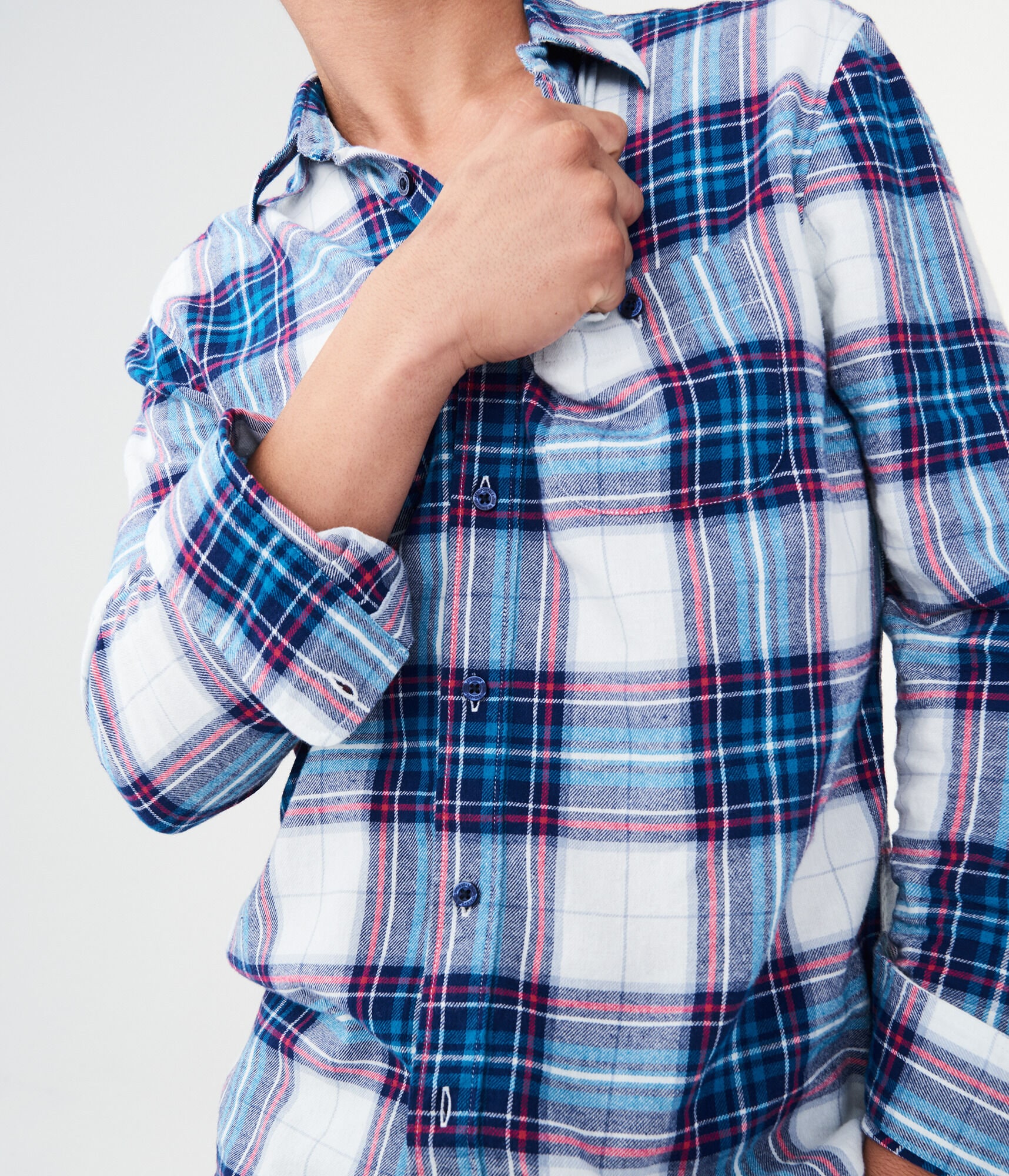 Long Sleeve Plaid Flannel Woven Shirt