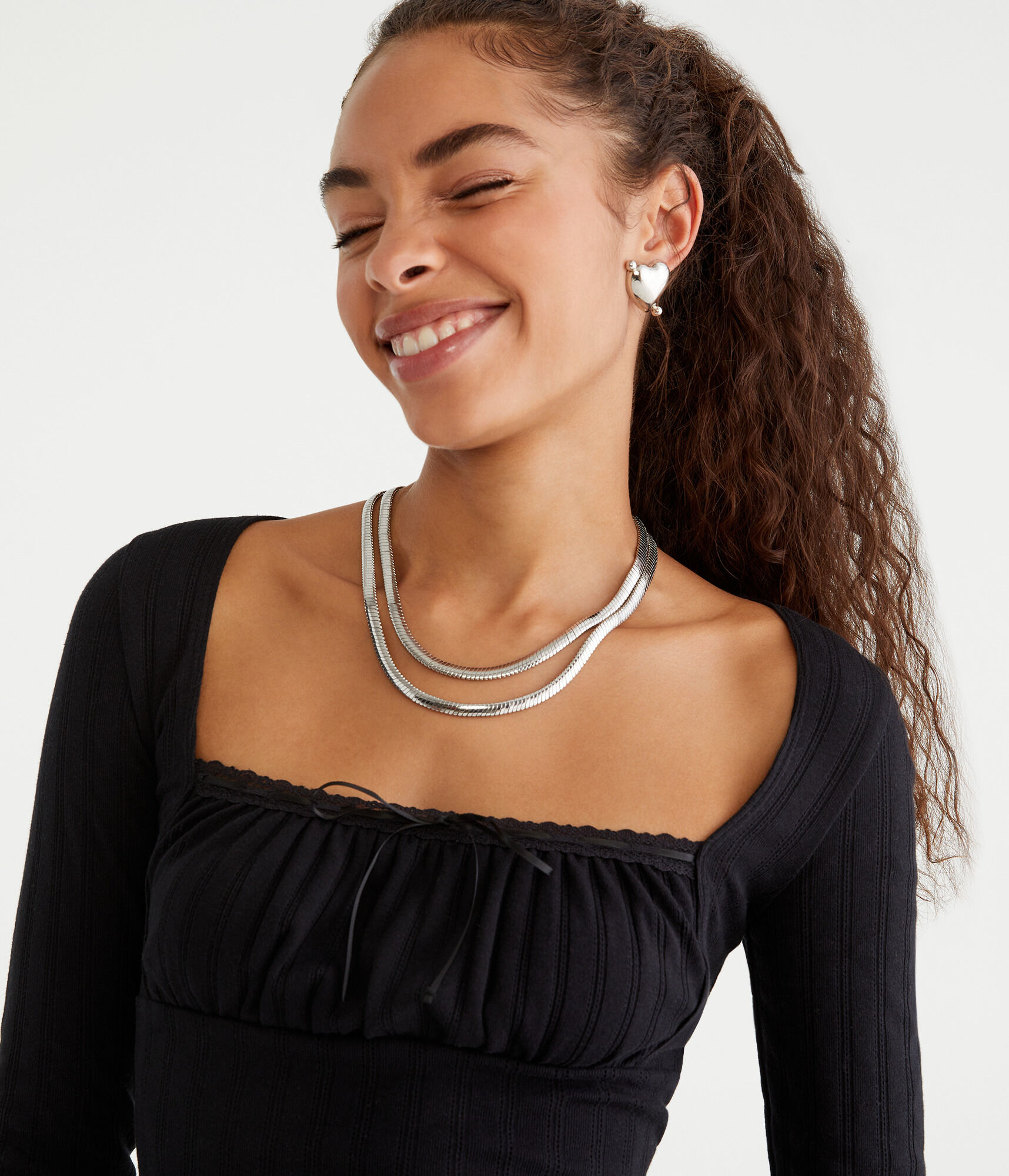 Long Sleeve Ruched Pointelle Top