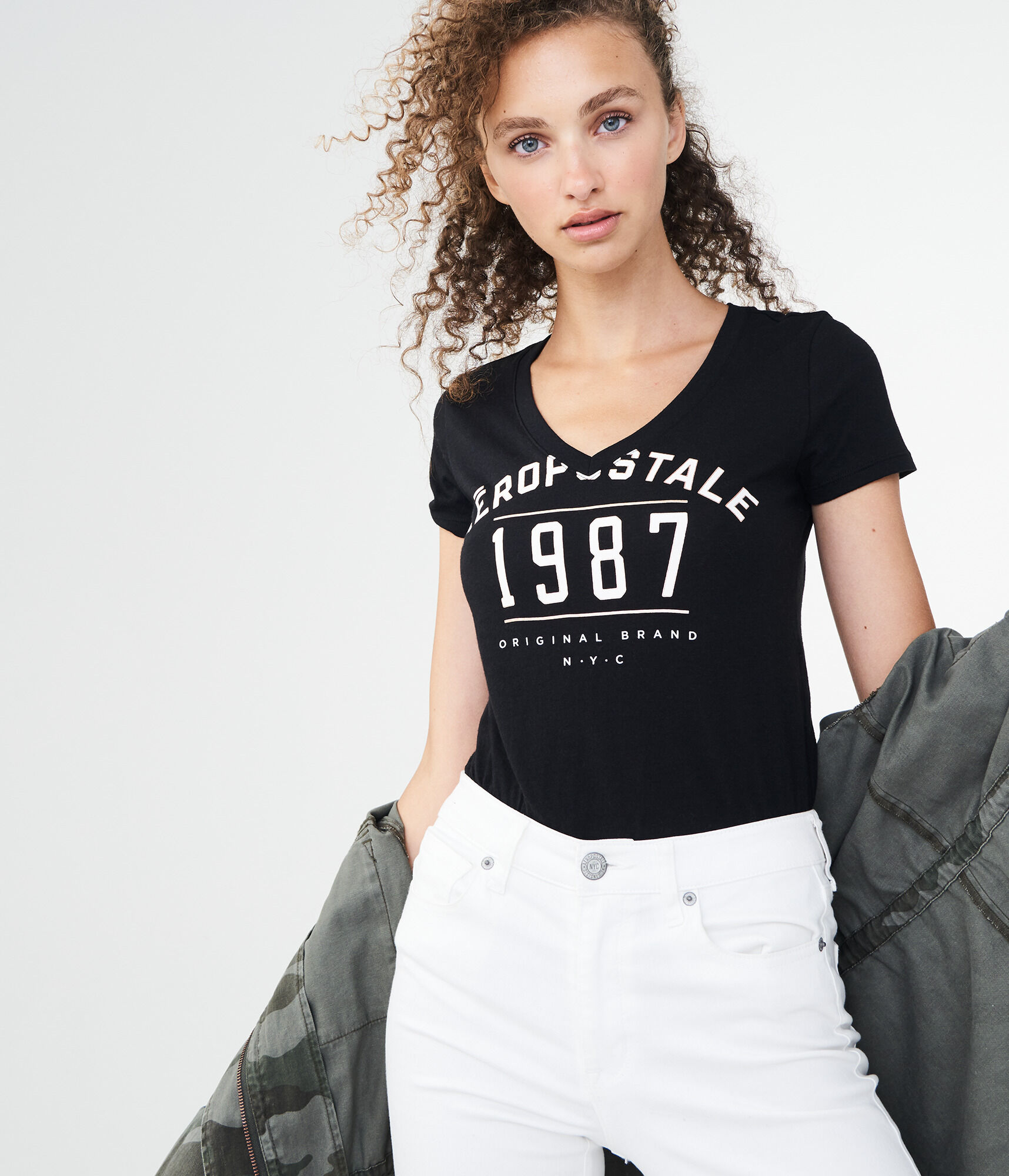 Aeropostale Original Brand V-Neck Graphic Tee