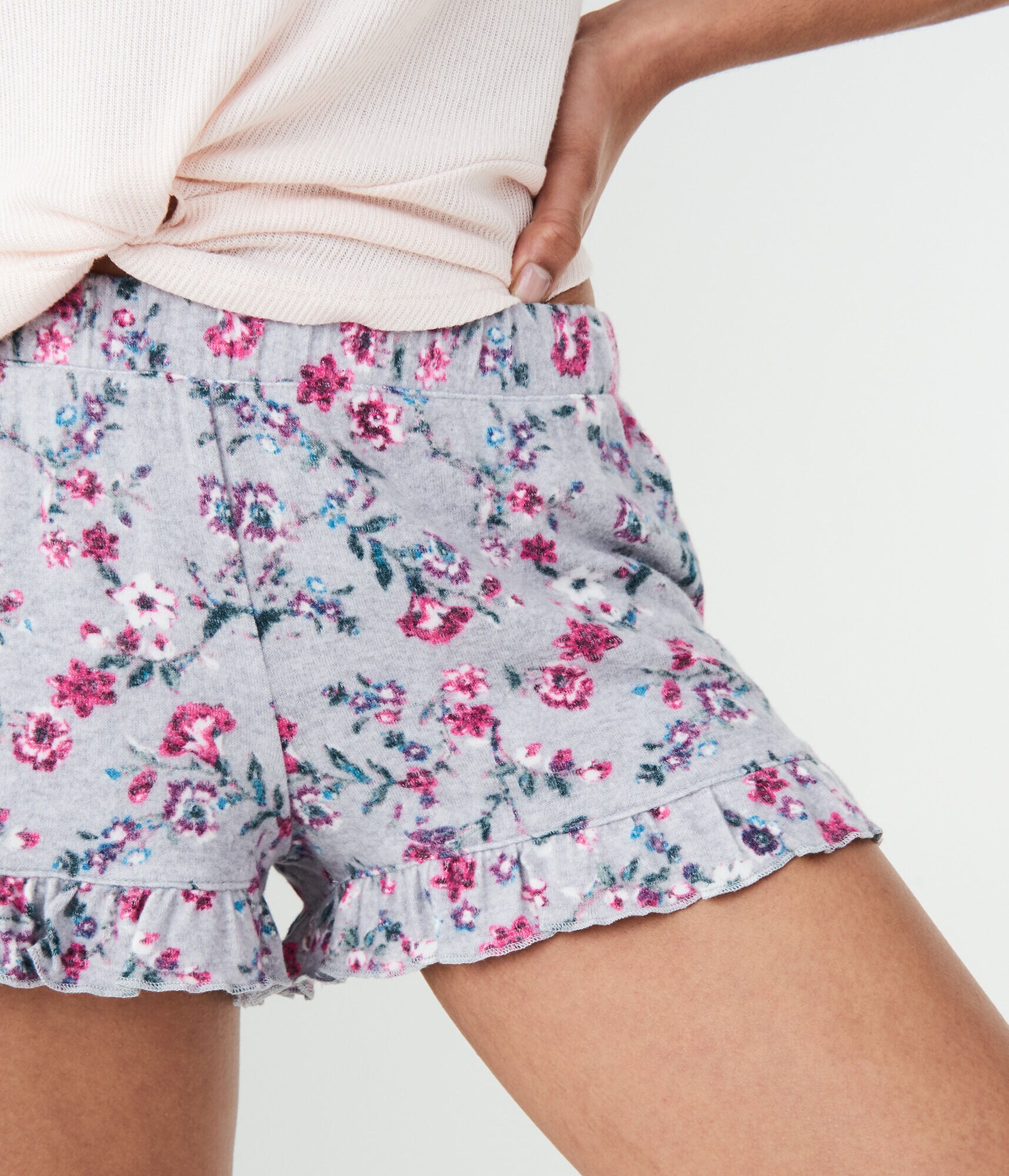 LLD Fuzzy Floral Sleep Shorts