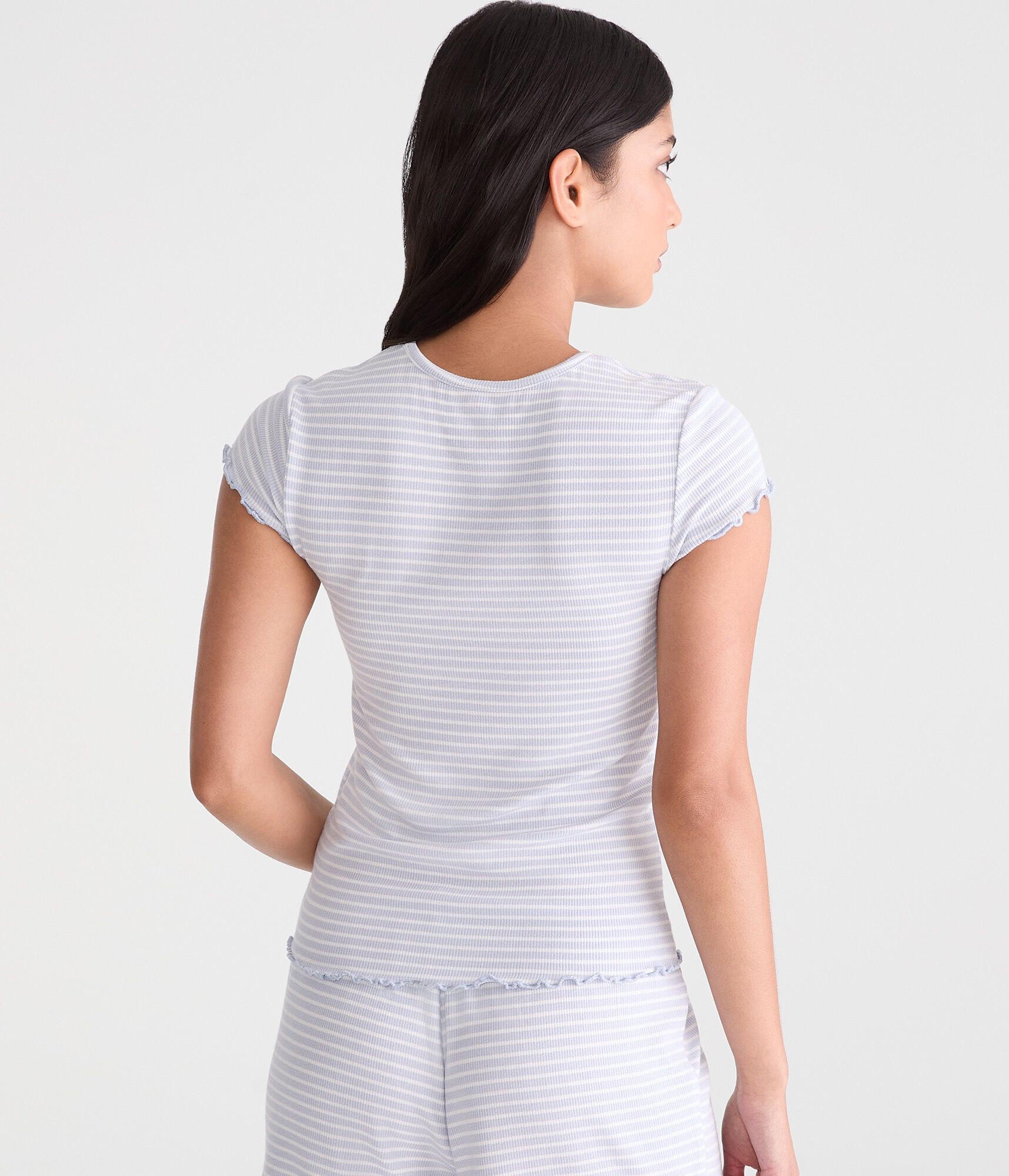 Striped Lettuce-Trim Sleep Tee