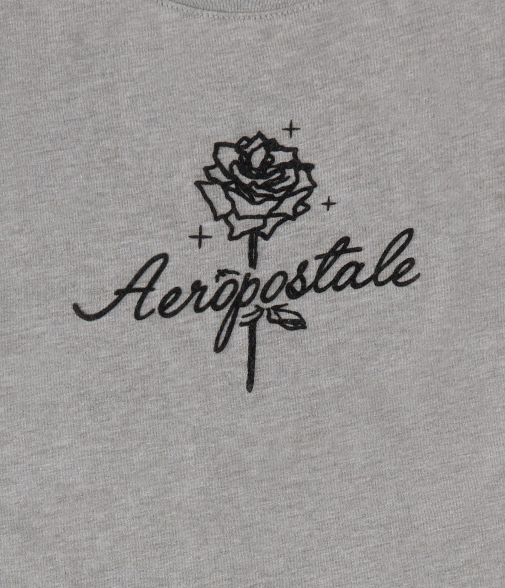 Aeropostale Rose Flocked Graphic Tee