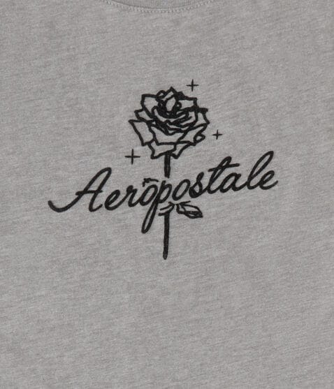 Aeropostale Rose Flocked Graphic Tee Aeropostale Rose Flocked Graphic Tee