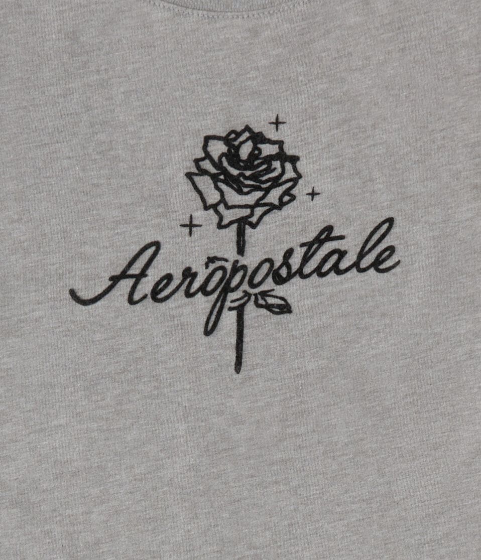 Aeropostale Rose Flocked Graphic Tee