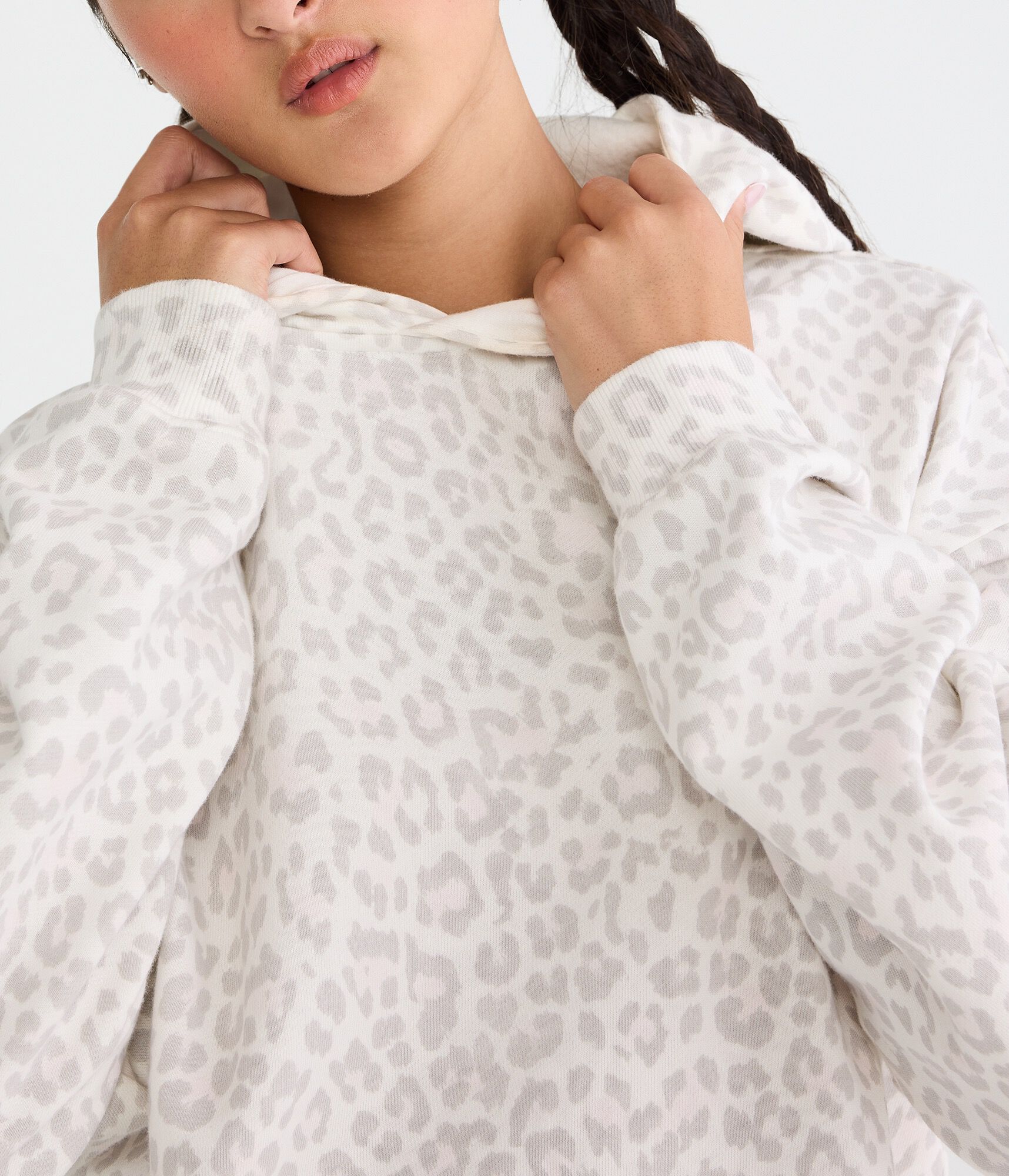 Cloud Soft Leopard Print Oversized Pullover Hoodie