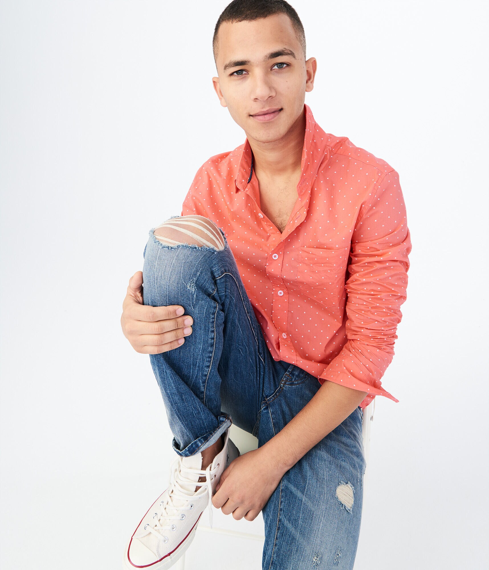 Long Sleeve Triangle Woven Shirt