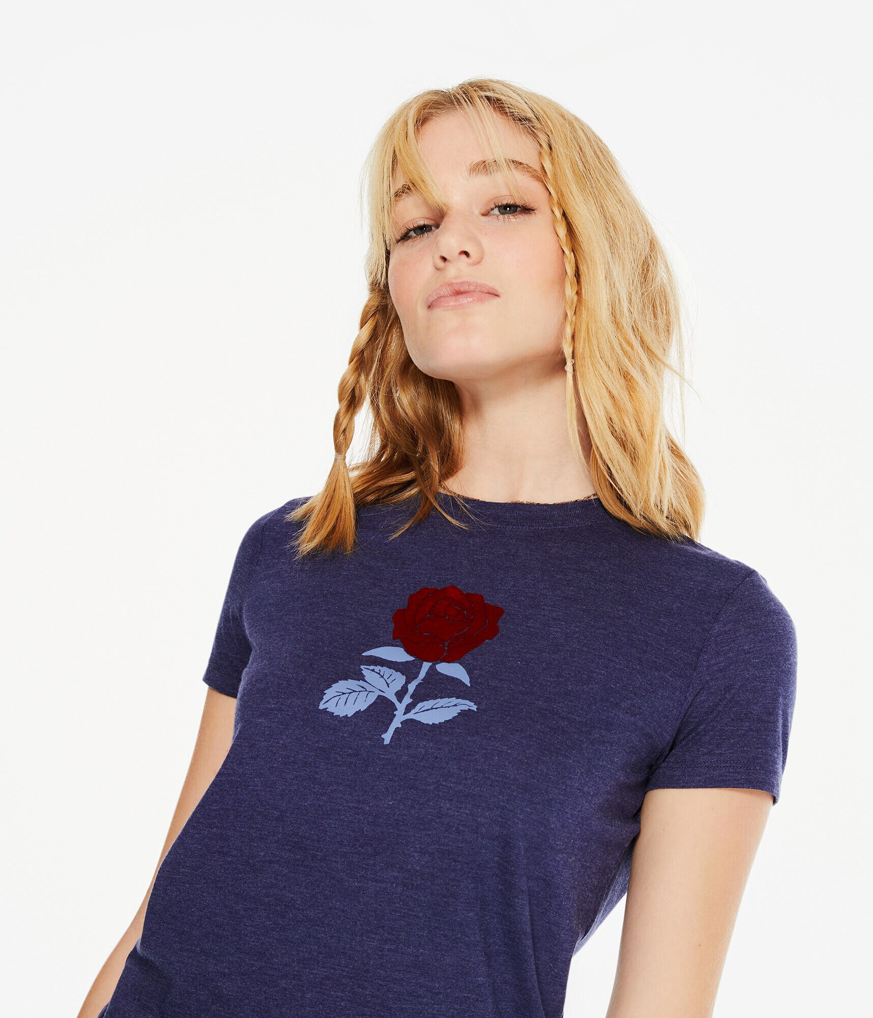 Flocked Rose Graphic Tee