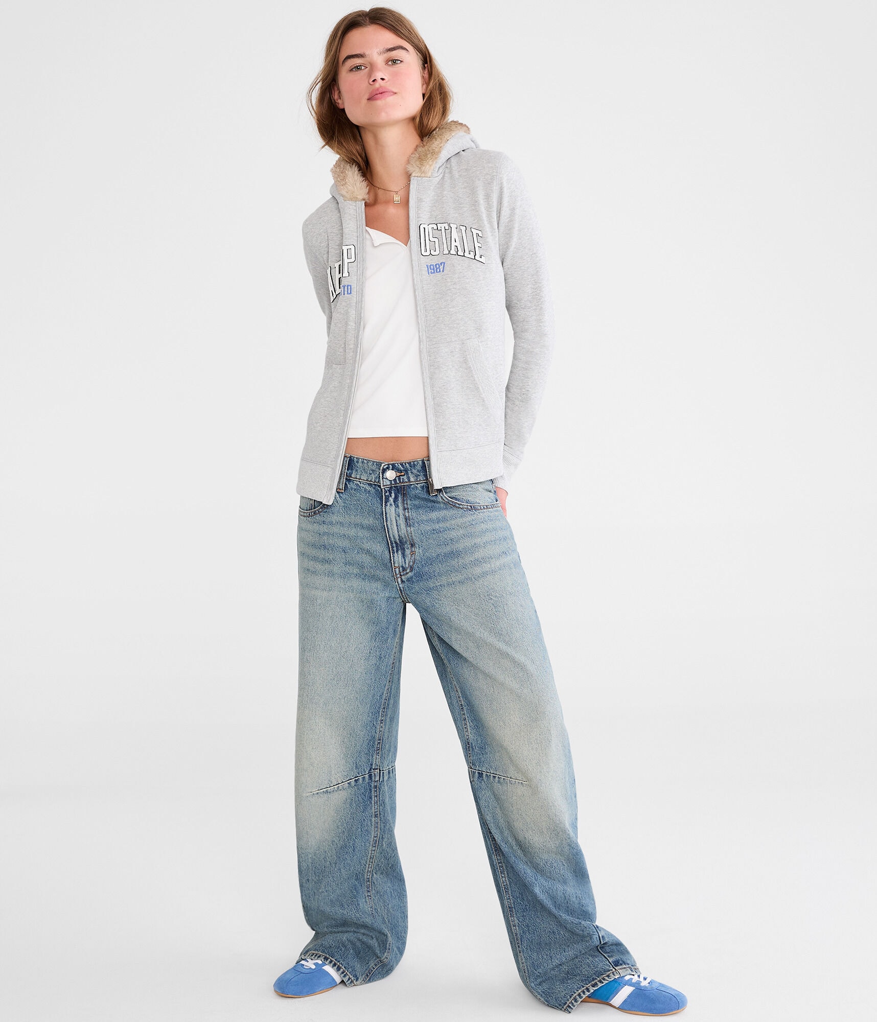 Aero 1987 Faux Fur-Trim Full-Zip Hoodie