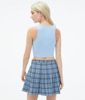Solid High-Neck Snap Cropped Tank