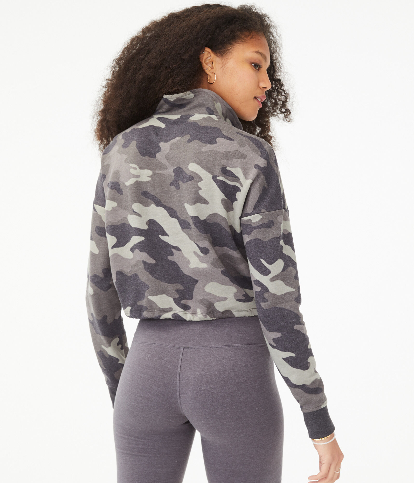Camo Cinch Cropped Half-Zip Sweatshirt