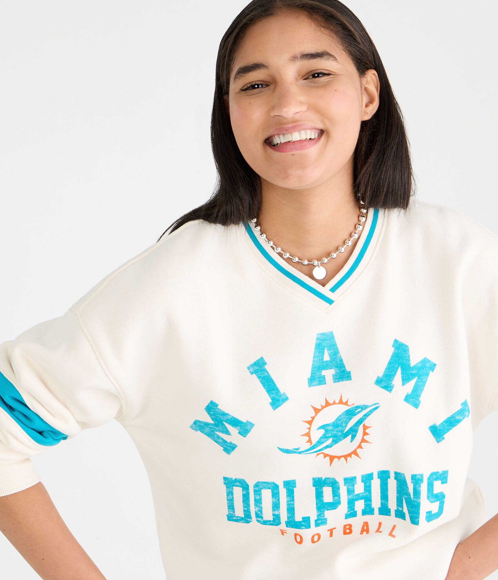 Miami Dolphins V-Neck Sweatshirt