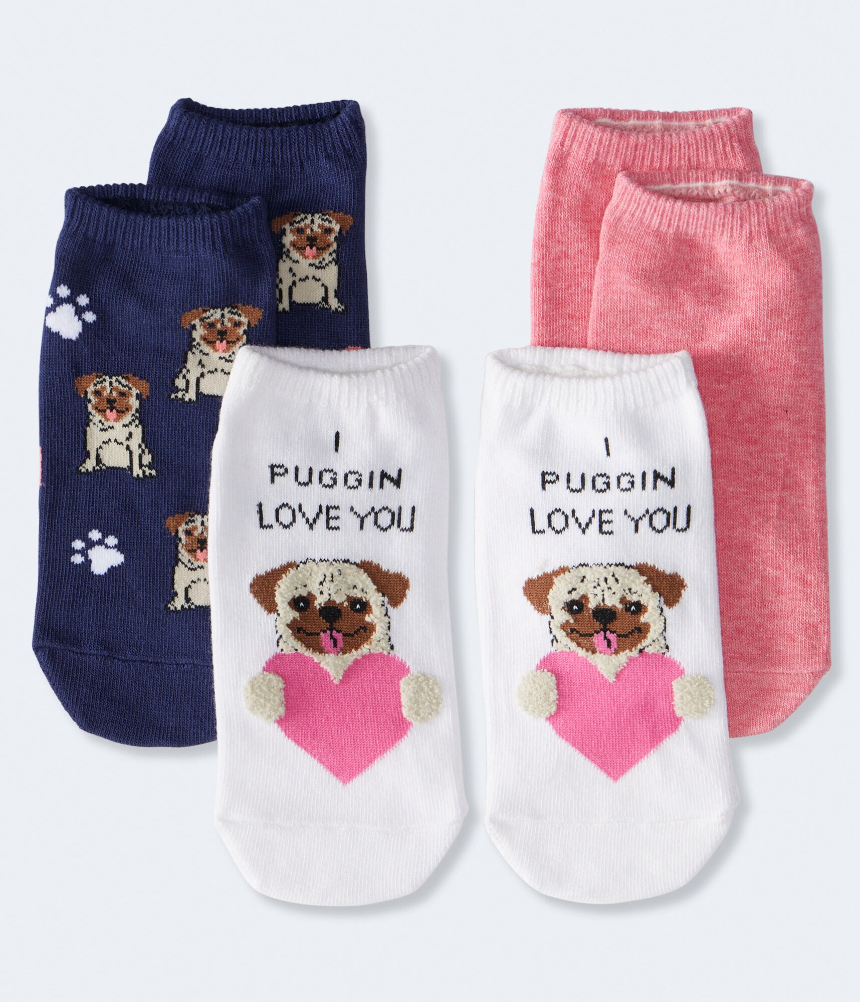 I Puggin Love You Ankle Sock 3-Pack