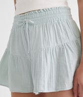 High-Rise Gauze Ruffle Shorts