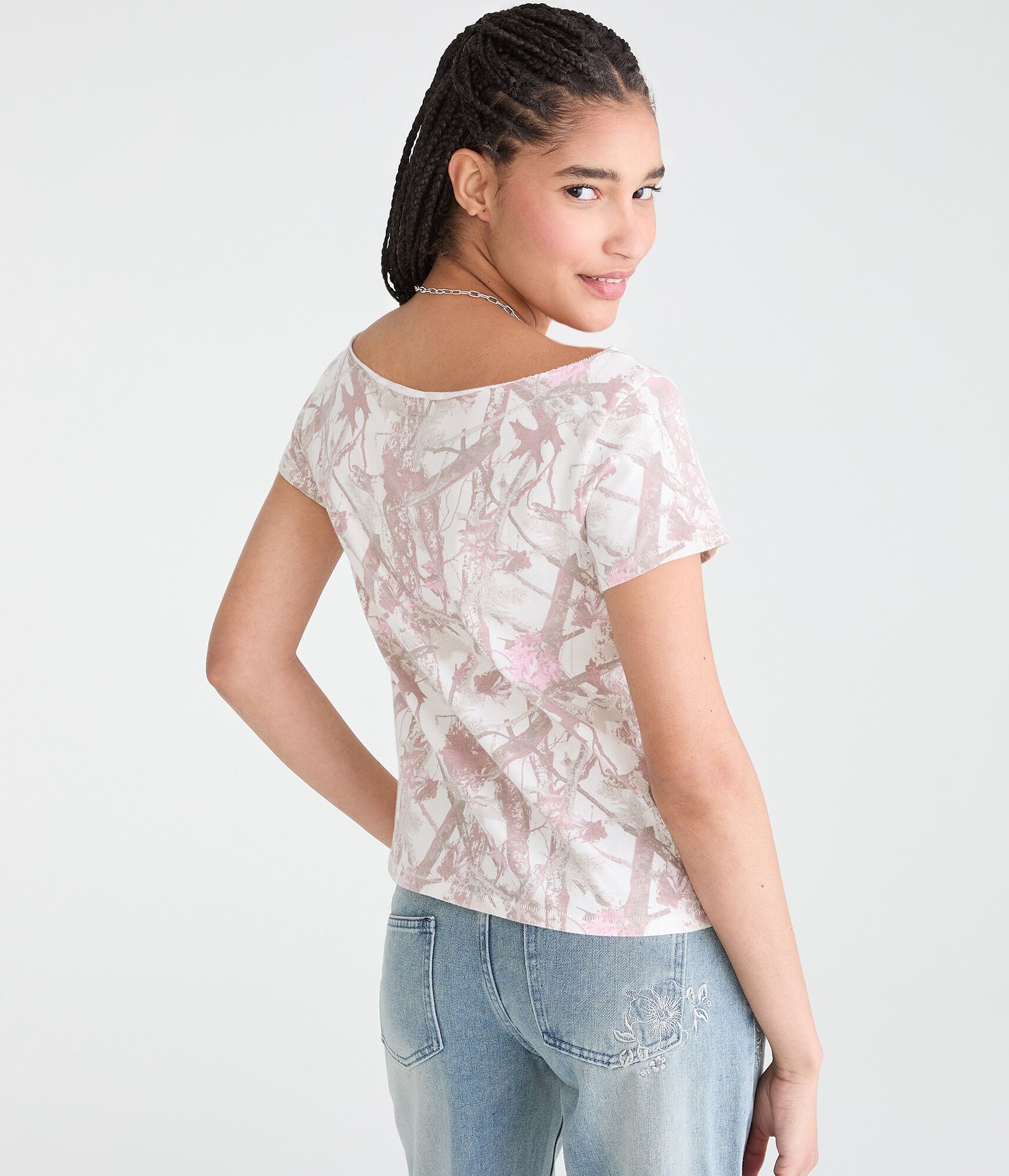 Seriously Soft Forest Camo Off-The-Shoulder Vintage Fit Tee