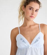 Thin Stripe Embroidered Babydoll Sleep Tank