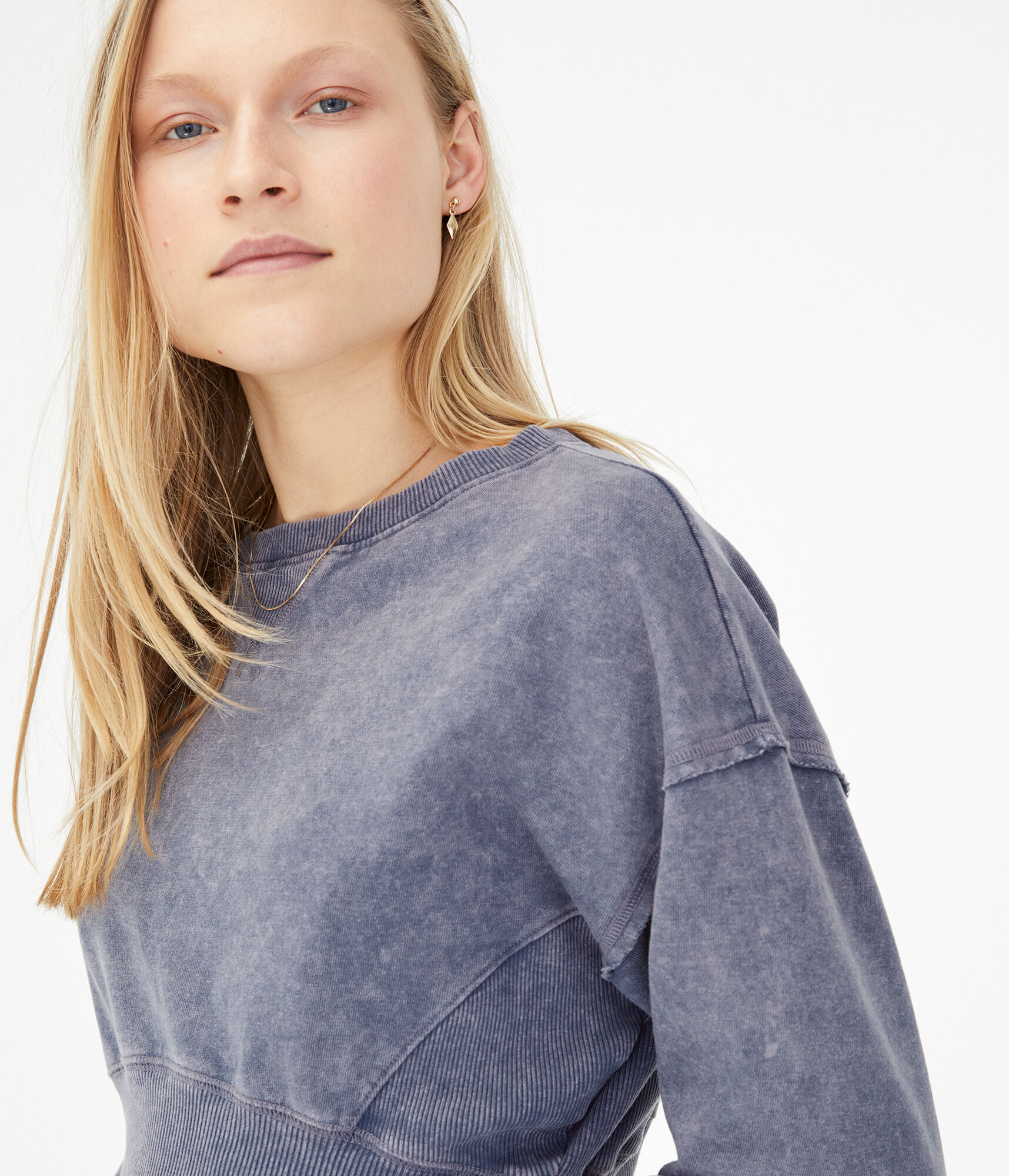 Washed Cropped Crew Sweatshirt