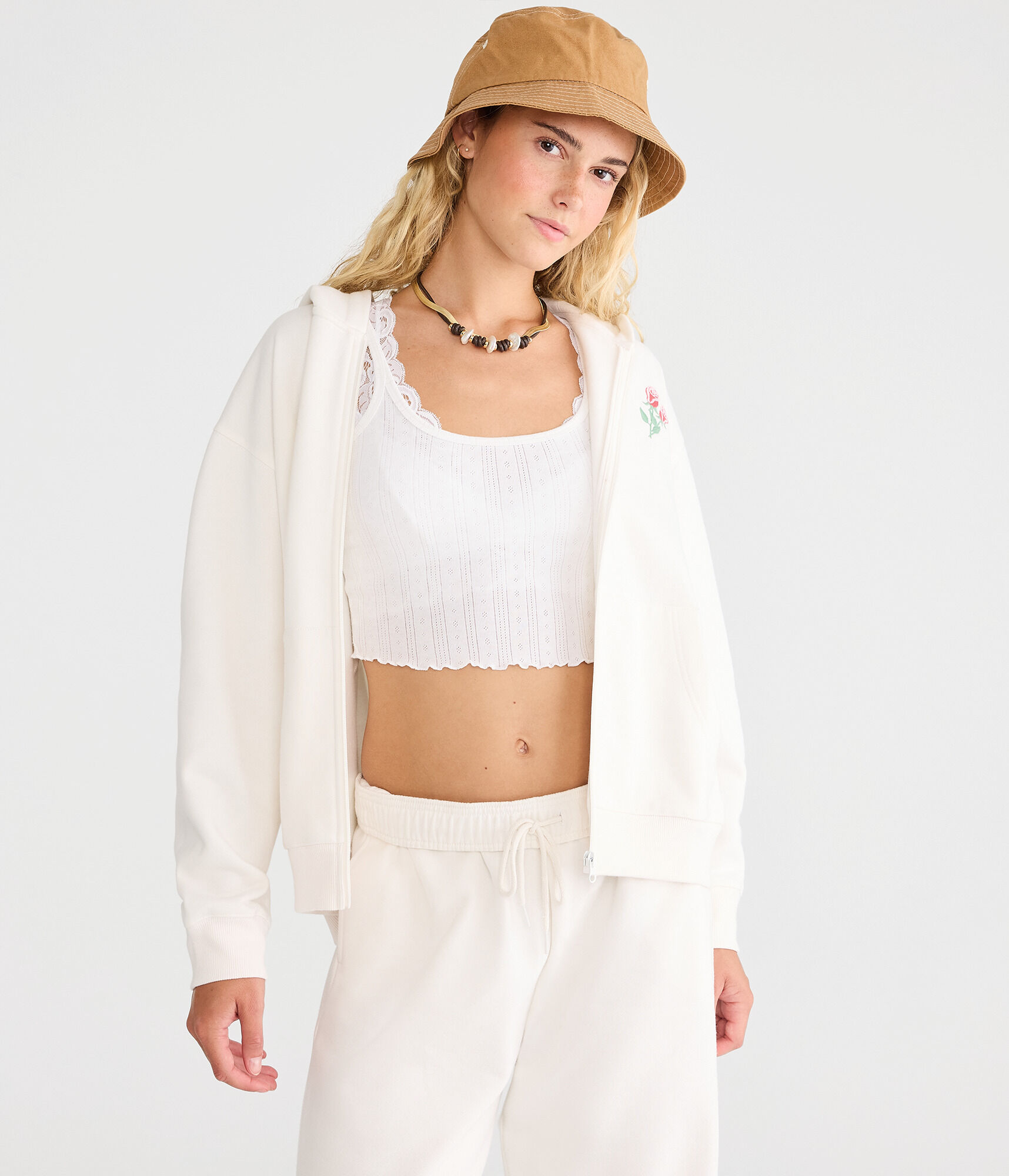 Cloud Soft Roses Oversized Full-Zip Hoodie