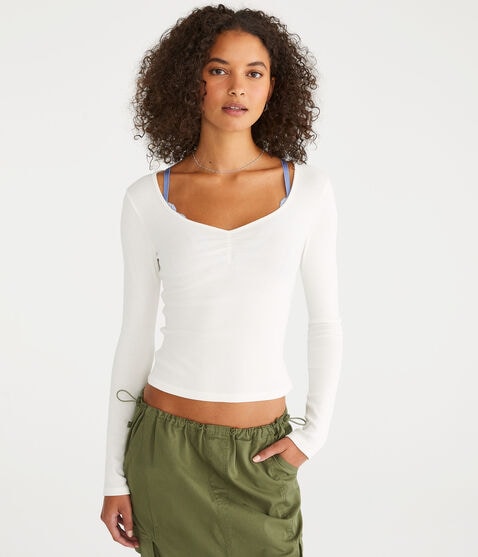 Long Sleeve Ruched Shrunken Tee Long Sleeve Ruched Shrunken Tee