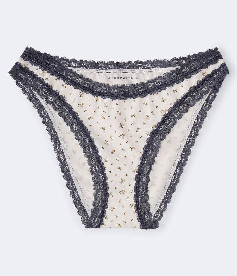 Floral Lace-Trim High-Cut Bikini
