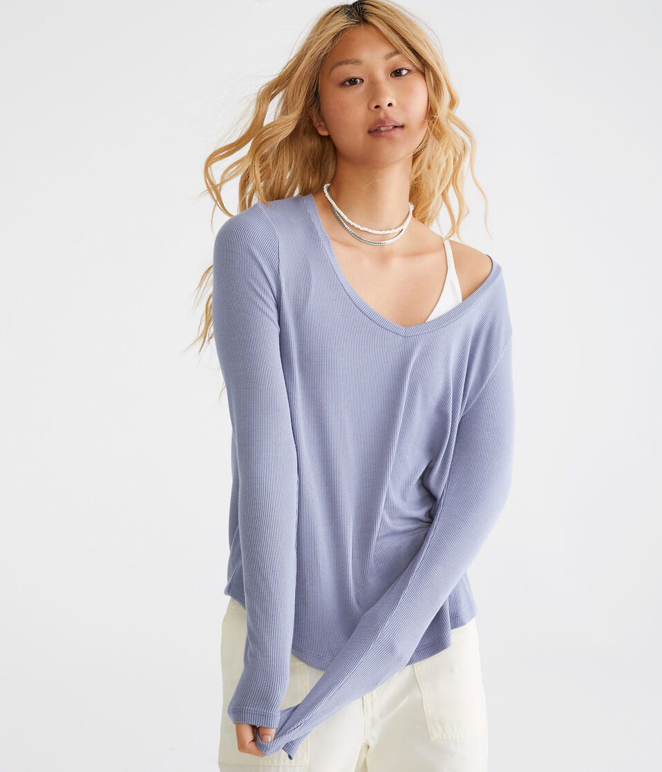 Long Sleeve Seriously Soft Ribbed V-Neck Tee