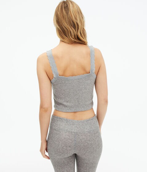 Brushed Lace-Trim Cropped Sleep Tank Brushed Lace-Trim Cropped Sleep Tank