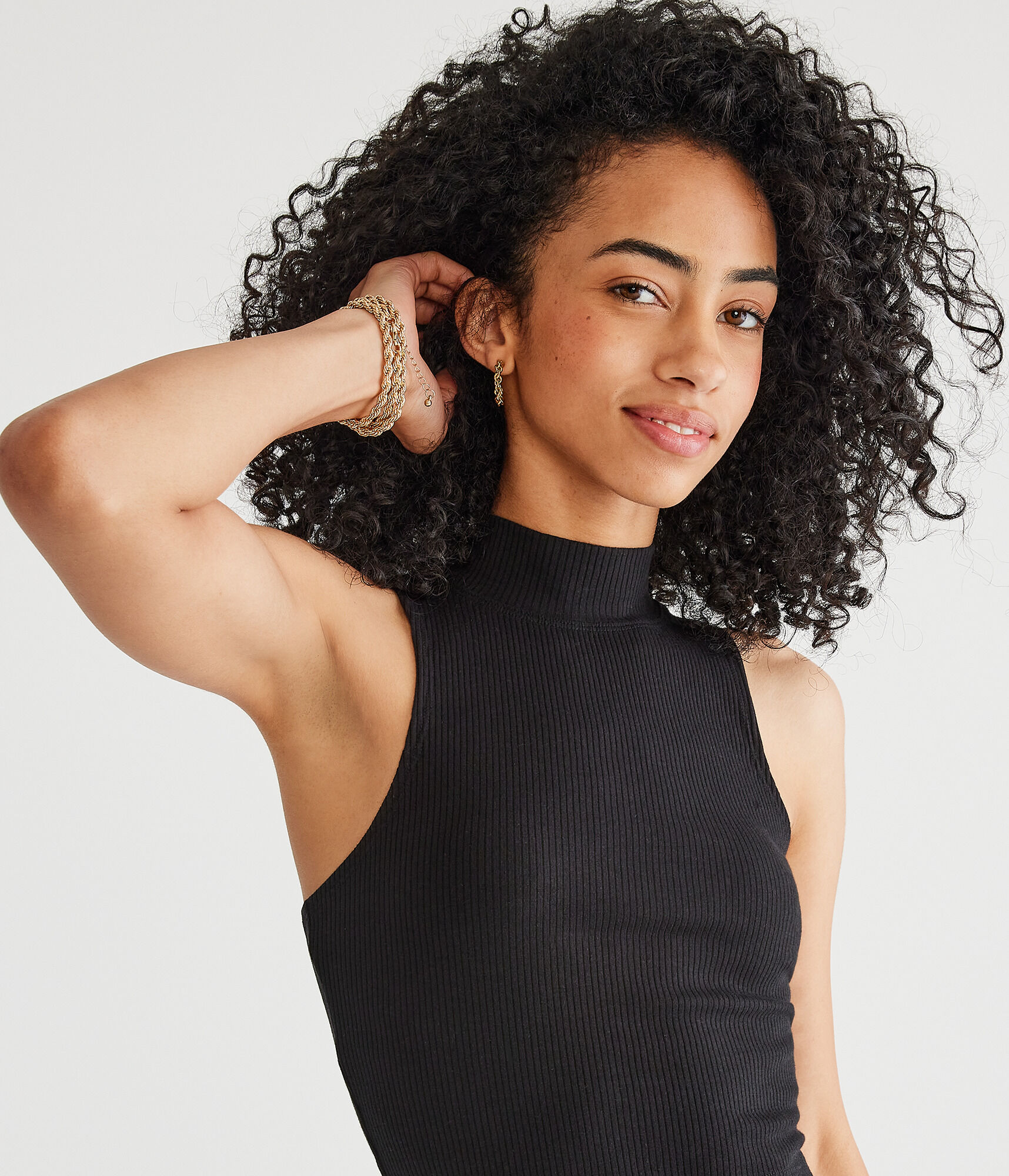 Cropped Mock-Neck Tank