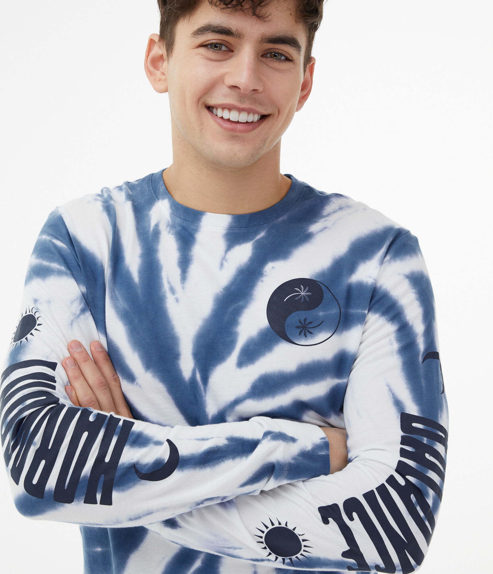 Long Sleeve Yin Yang Tie-Dye Graphic Tee