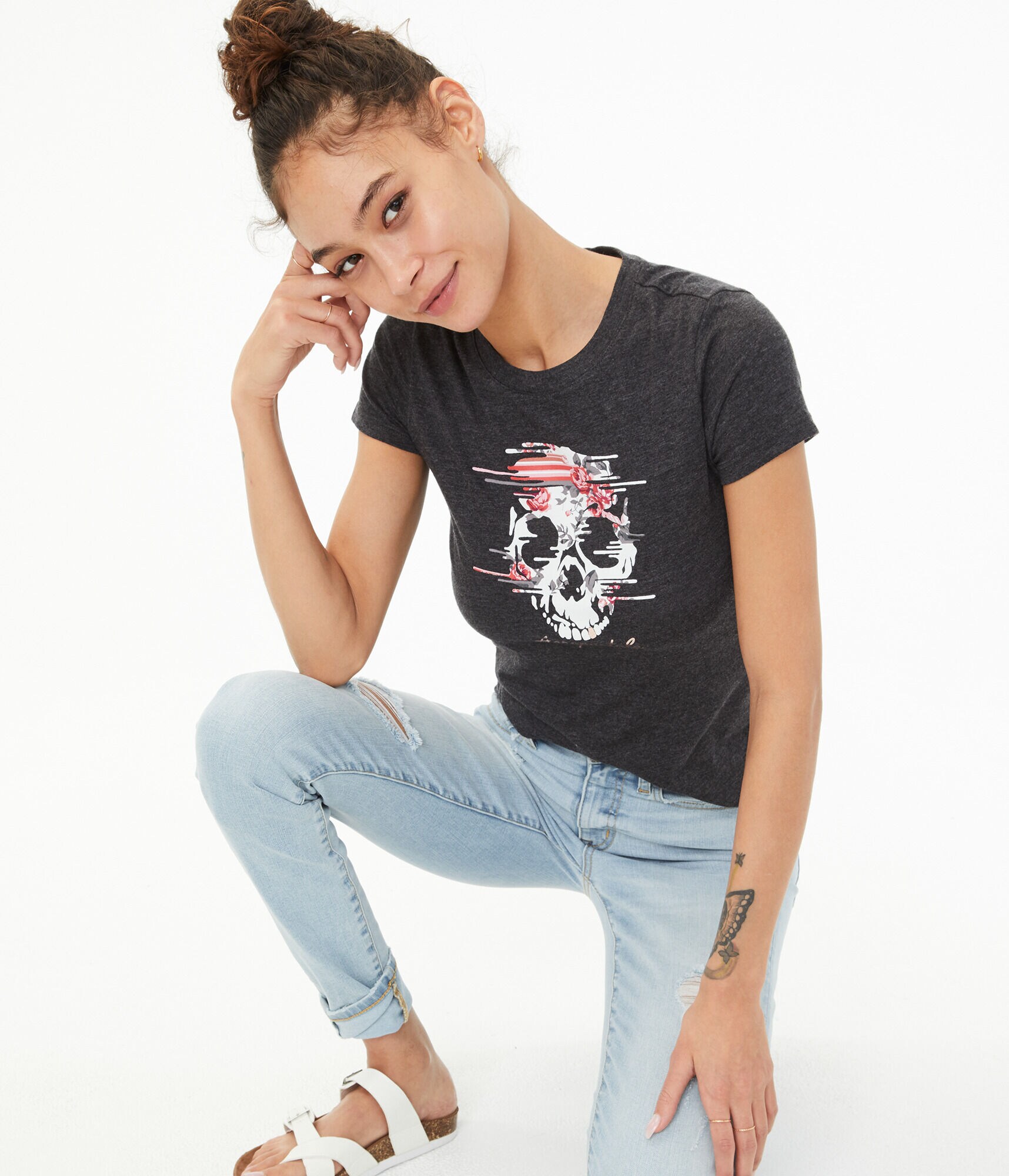 Floral Skull Graphic Tee