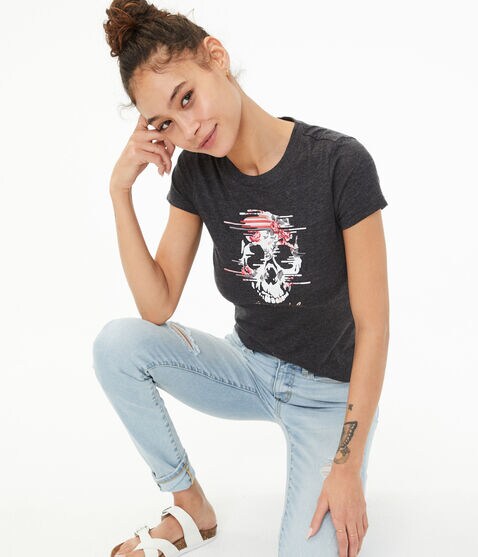 Floral Skull Graphic Tee Floral Skull Graphic Tee