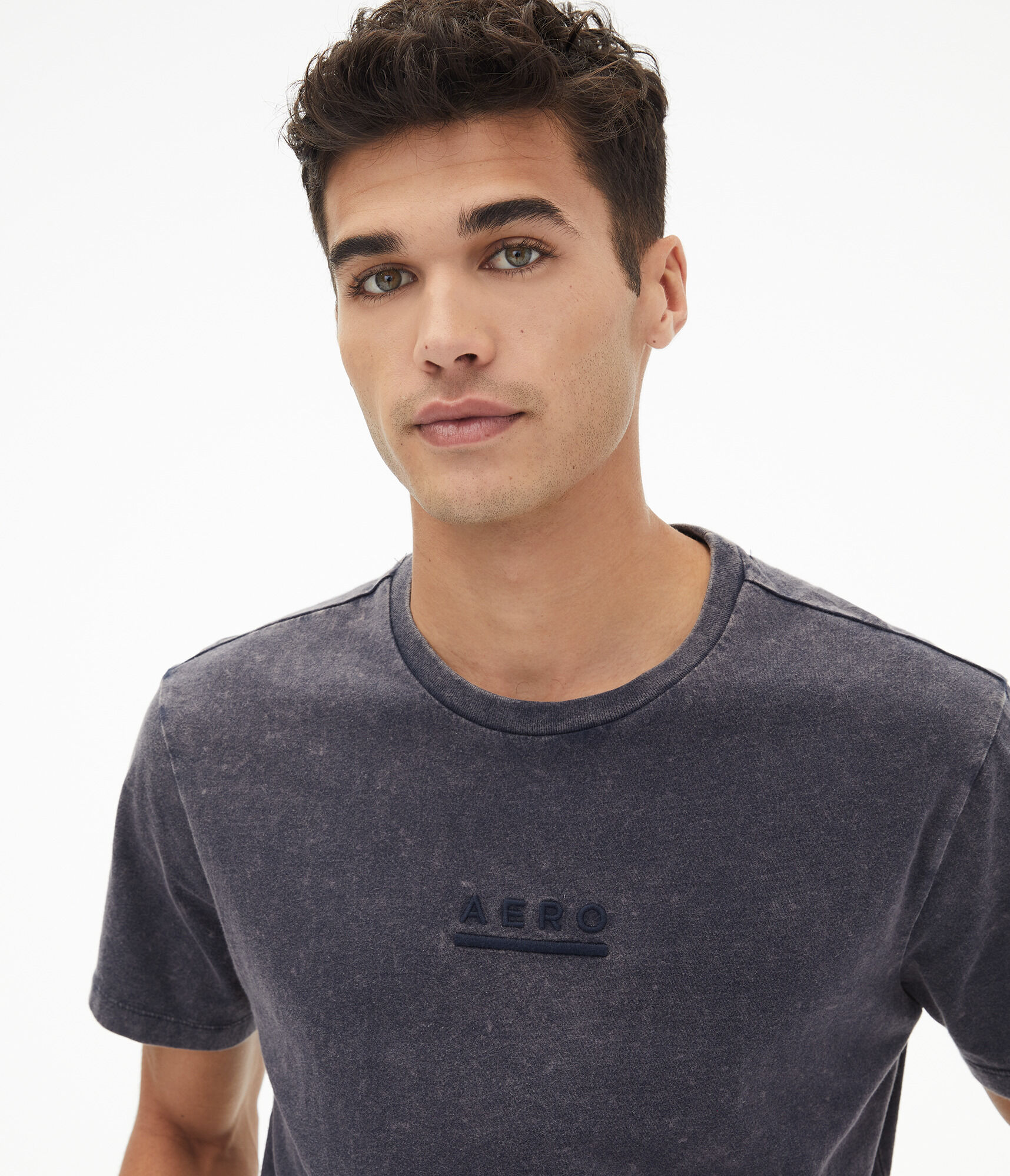 Tonal Logo Marble Wash Curved Hem Graphic Tee