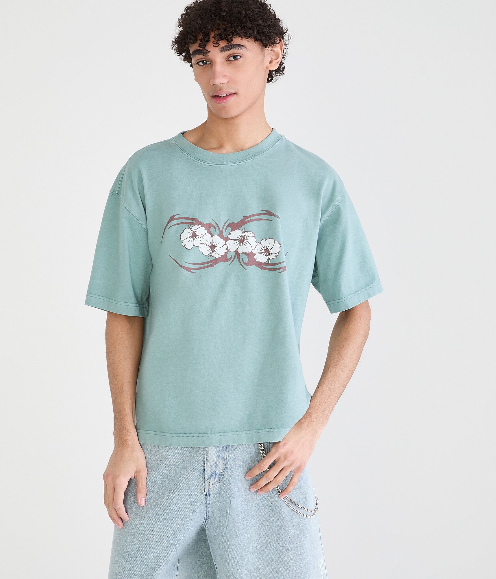 Floral Tattoo Boxy Graphic Tee