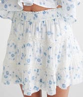 Floral Zigzag Lace Tiered Mini Skort